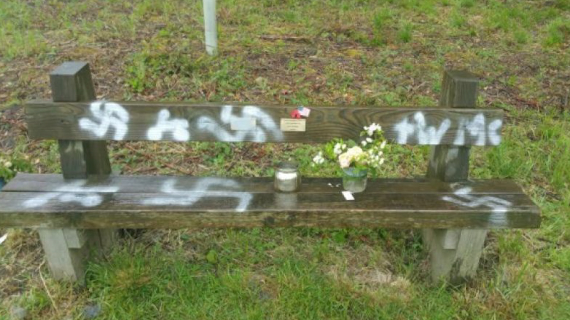 A commemorative bench dedicated to veteran was vandalised earlier in the year (Picture: Lincolnshire Police).