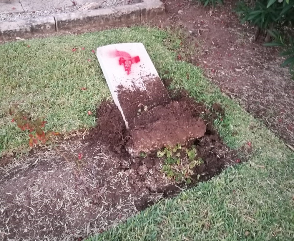 Vandals scrawl Nazi swastikas on graves and kick over dozens of headstones at British and Commonwealth cemetery in Israel Credit CWGC 11.10.19.jpg