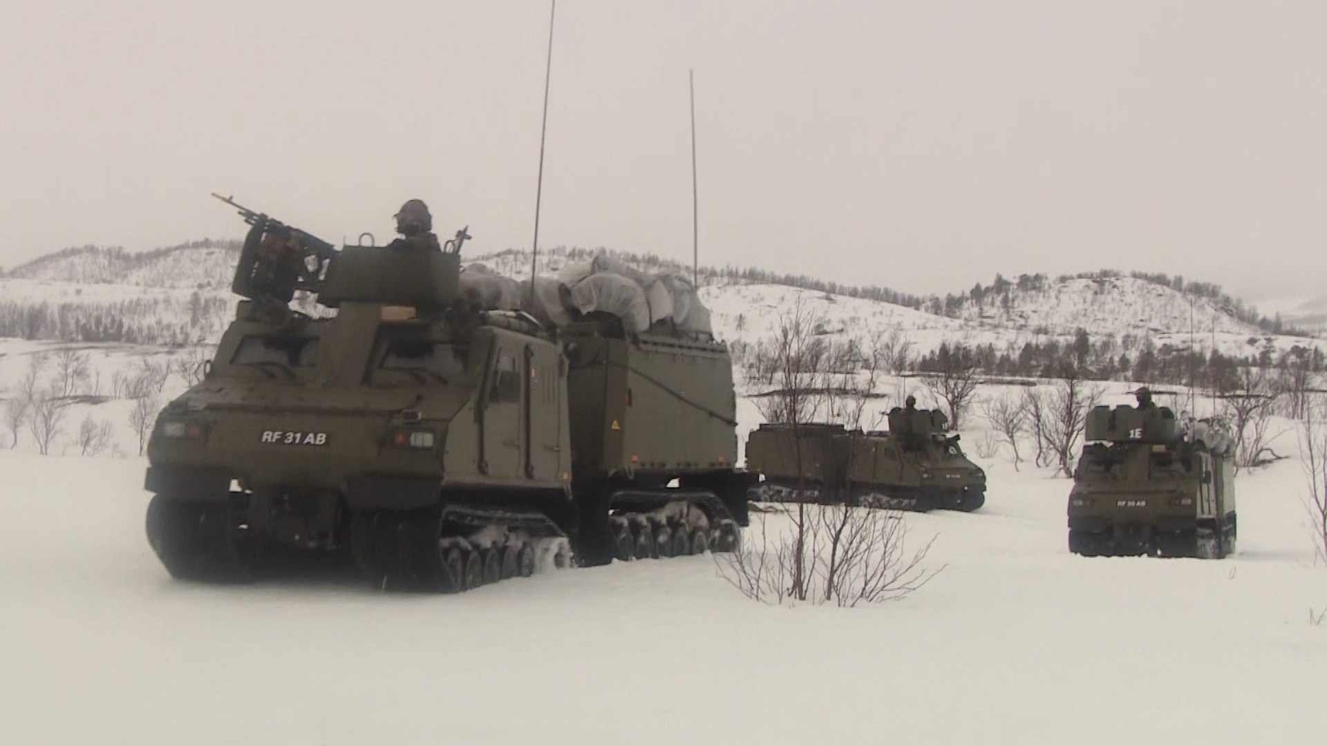 Viking all-terrain vehicles used in Arctic training.