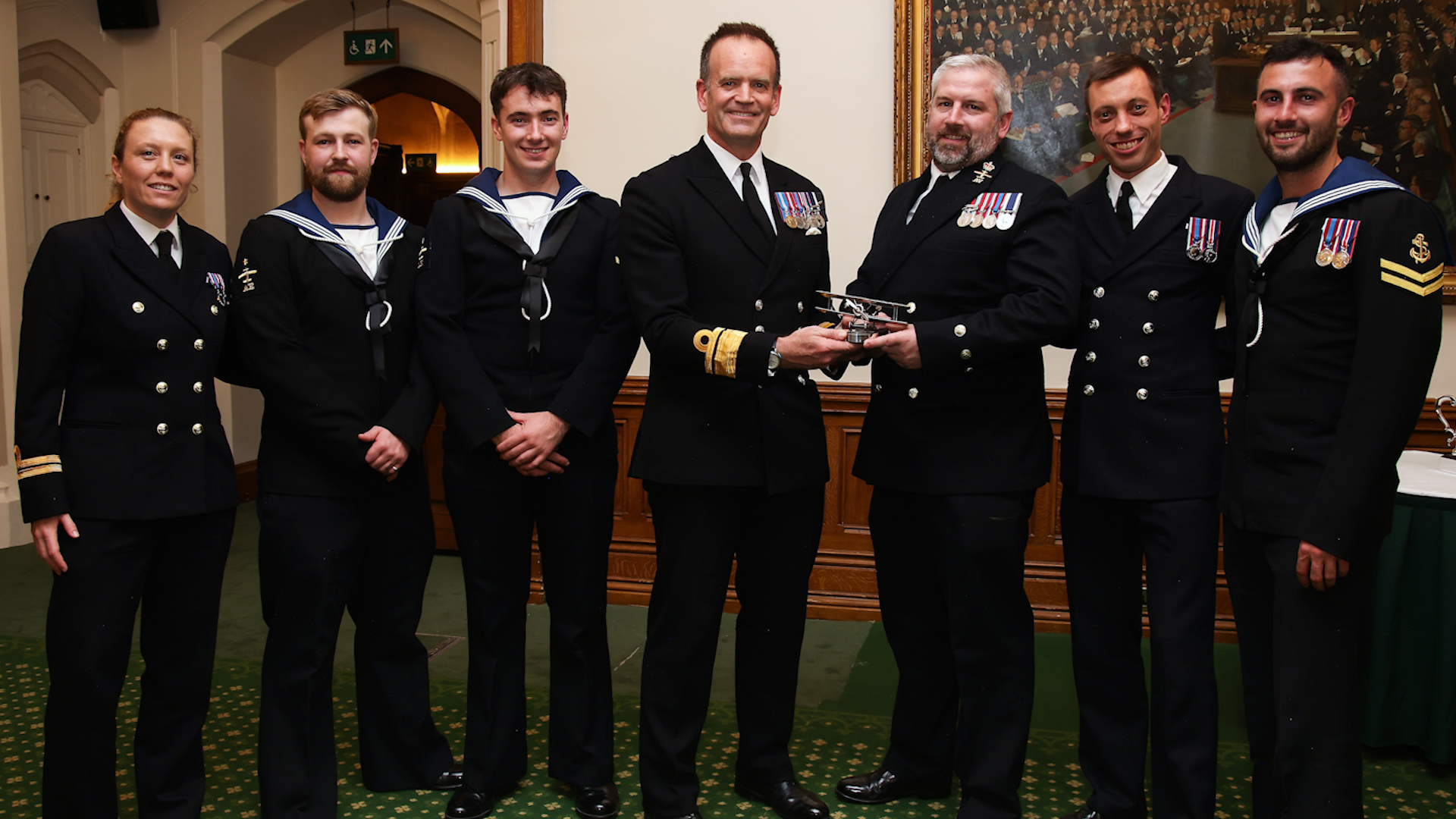 Vengeance 4 Flight receive the Sopwith Pup Trophy from Rear Admiral Anthony Rimmington