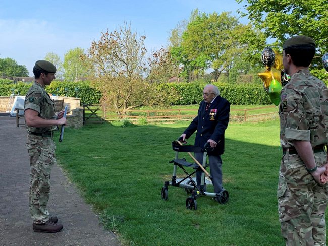 Soldiers from 1st Battalion The Yorkshire Regiment joined Capt Tom for the final laps of his fundraiser (Picture: MOD).