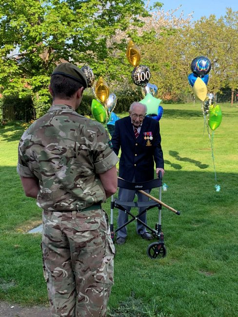 Veteran Captain Tom Moore finishes walk that raised millions for NHS charities (Picture: MOD).