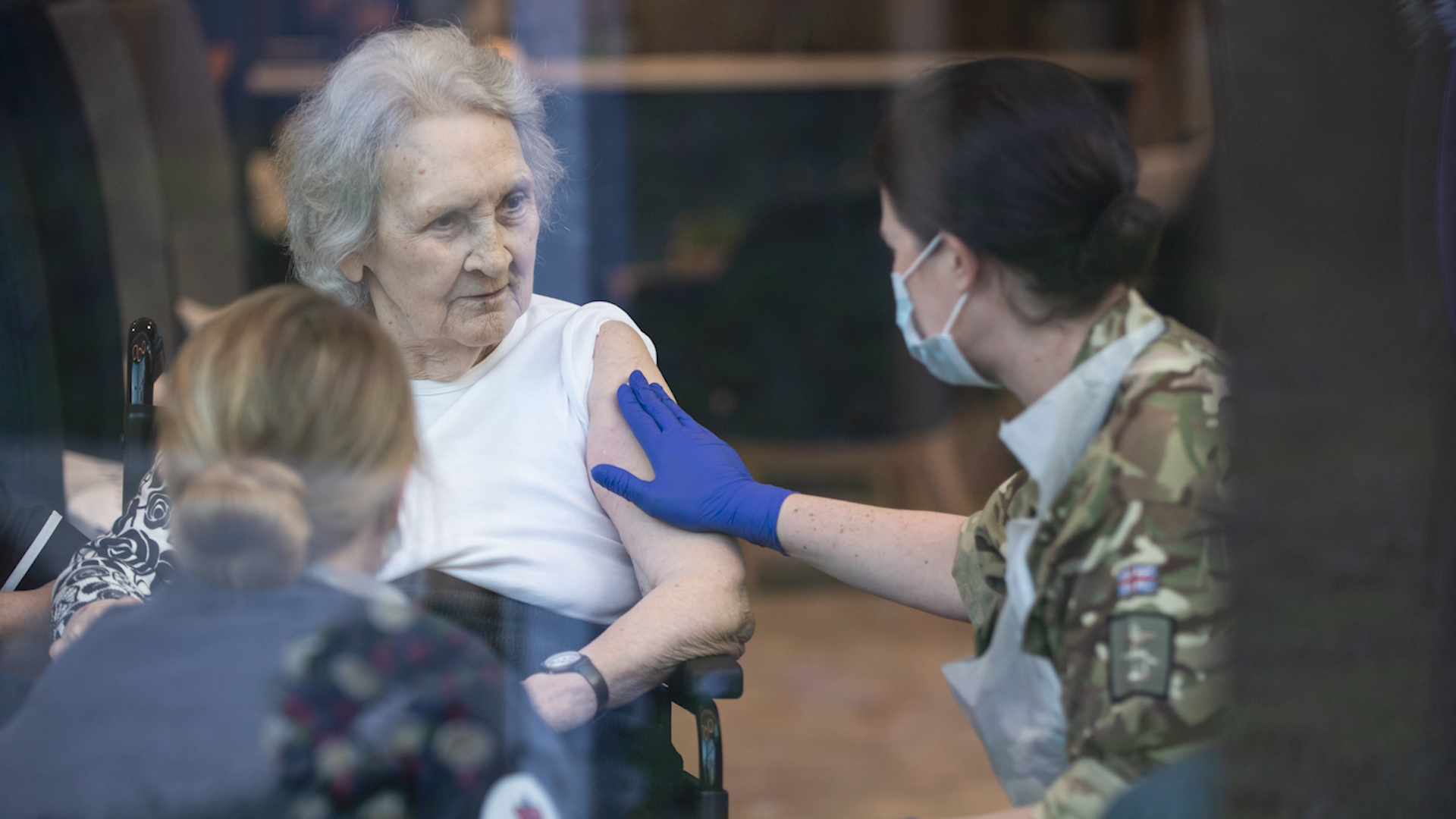 Veteran receives COVID coronavirus vaccine at Broughton House from military medics 220121 CREDIT MOD.jpg