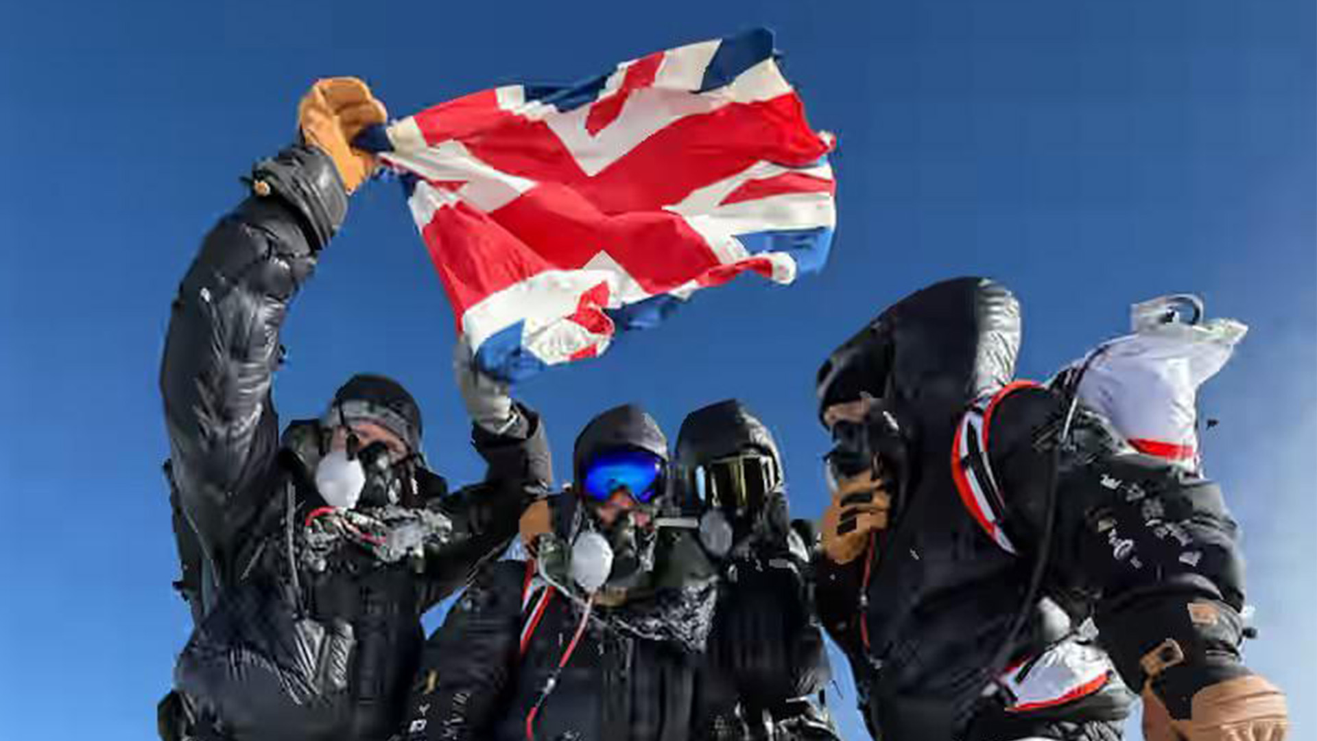 The team flew the Union Flag at the summit of Everest