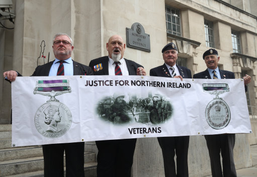 Veterans protest outside the Ministry of Defence (Picture: PA).