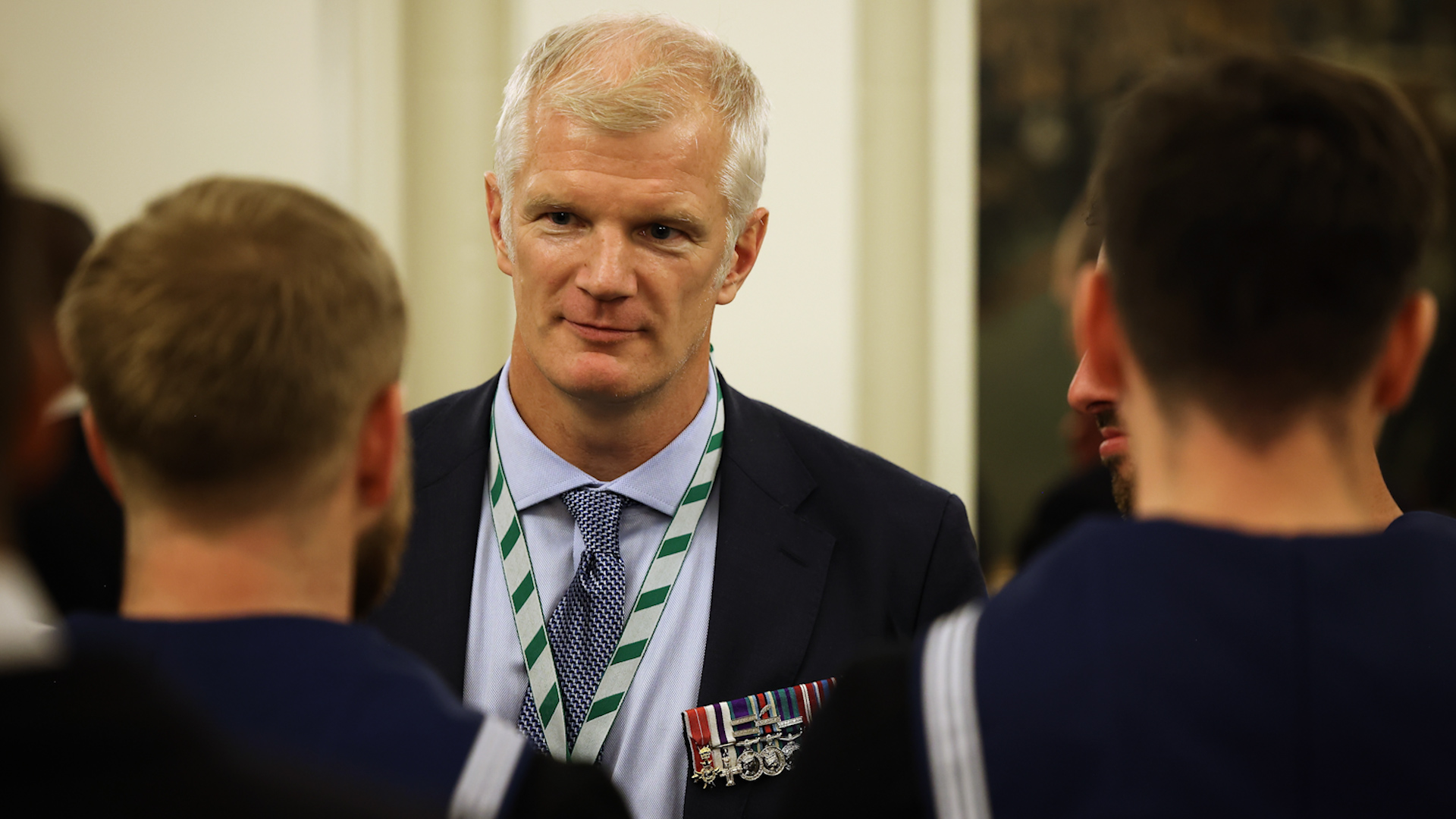 Veterans' Minister Alistair Carns chats with some of the winning FAA personnel 18102024 CREDIT Navy