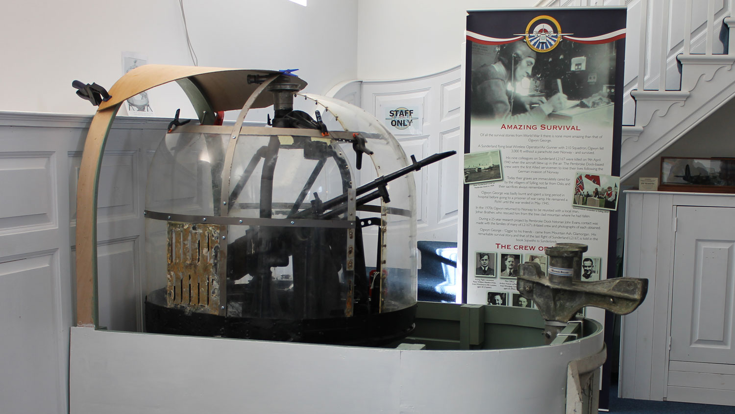 Front Gun Turret from T9044 in replica of the front of a Sunderland Perspex is from T9044 Credit Flt Lt (Retd) Saldanha MBE