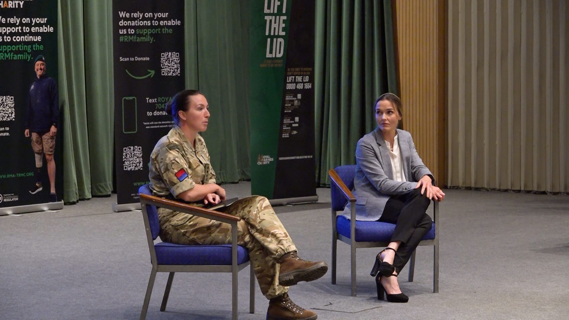 Victoria Pendleton (right) Two-Time Olympic Cycling Champion joined a royal marines seminar exploring female involvement 12072022 CREDIT BFBS.jpg