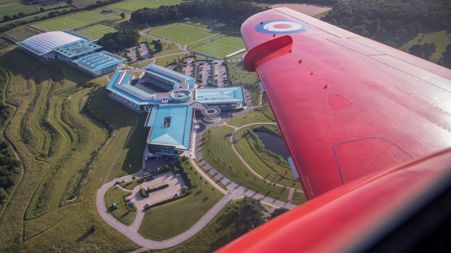 View from a Red Arrow over the England squad (Picture: @rafredarrows).
