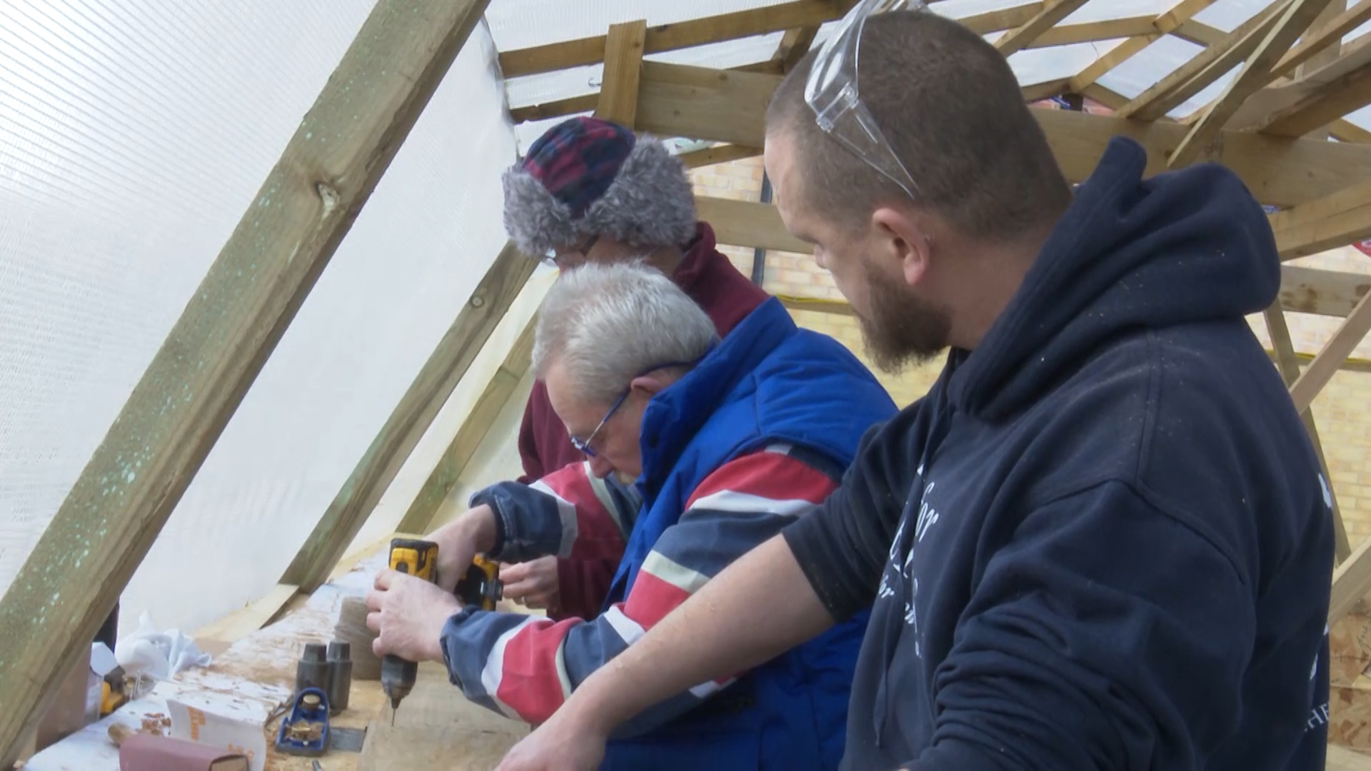 The team working on the ship at Phoneix House Recovery Centre.