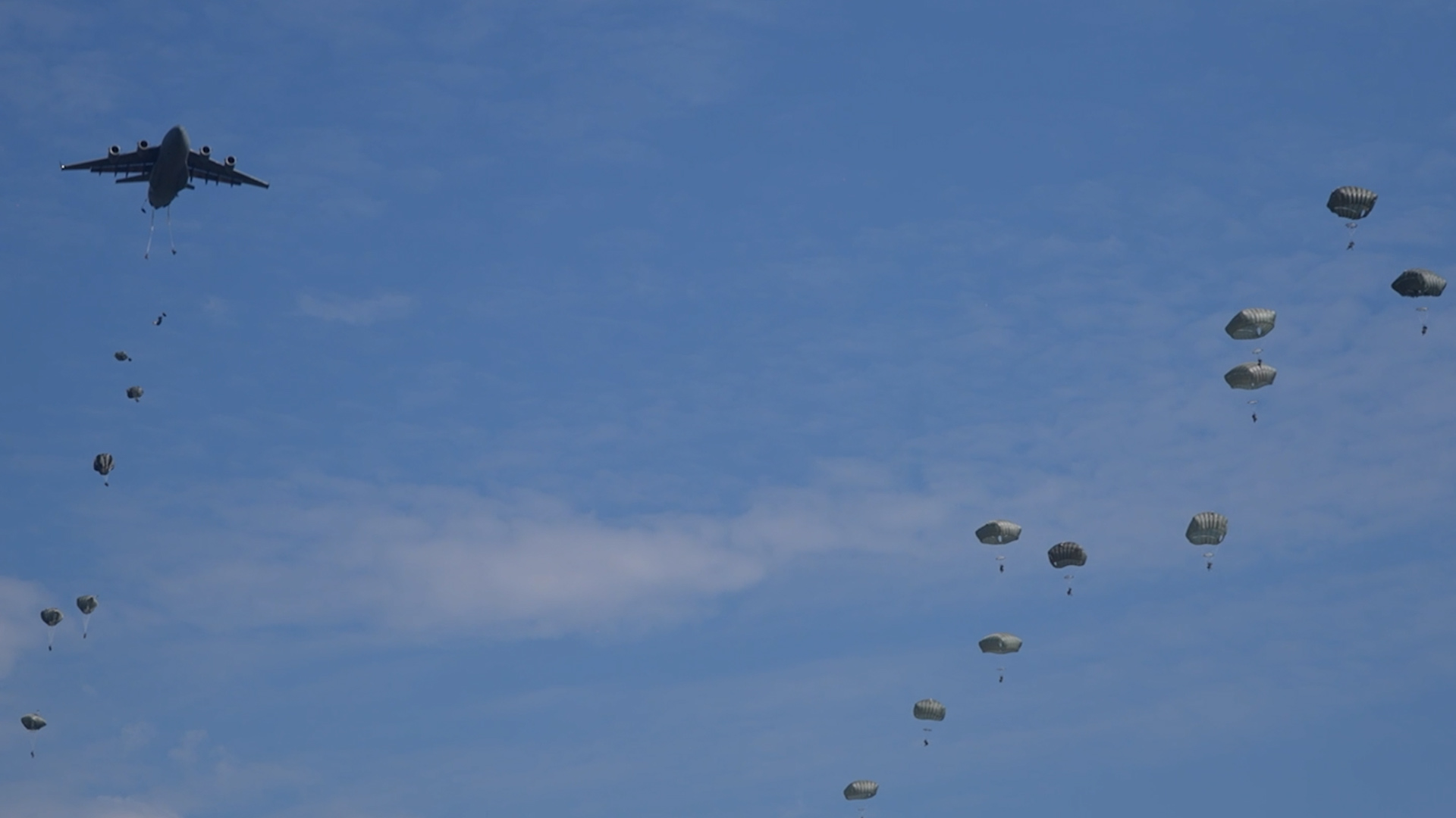 Visiting troops parachute in on Exercise Sabre Junction 17092024 CREDIT BFBS