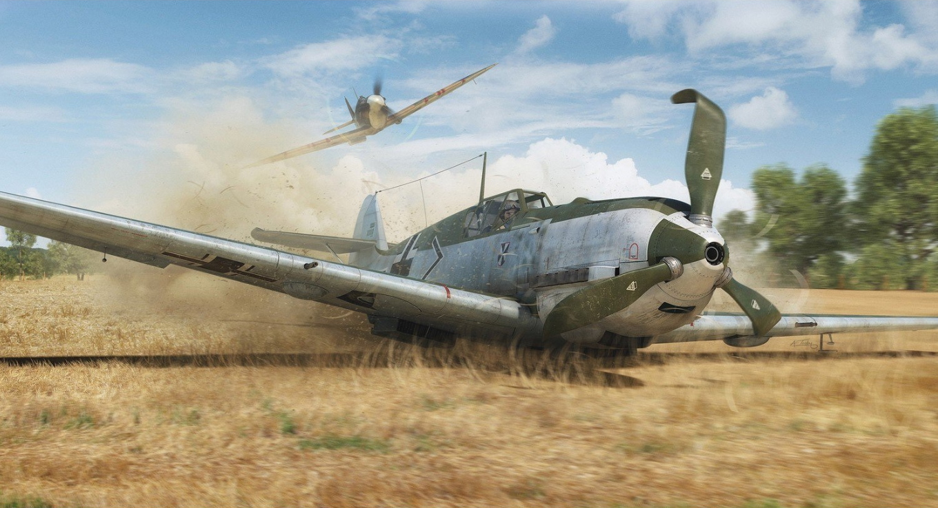 illustration of  Messerschmitt shot down during the Battle of Britain