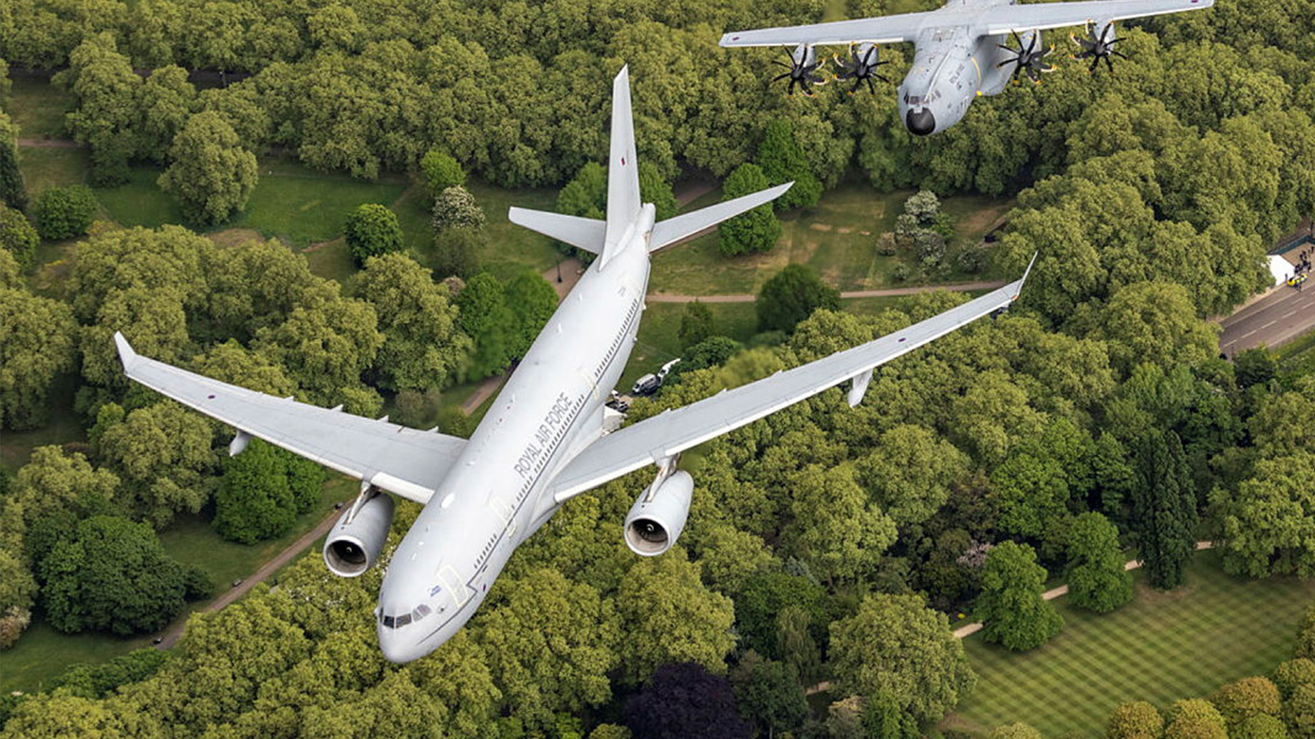 A Voyager aircraft like this one seen at the recent VE day flypast was targeted