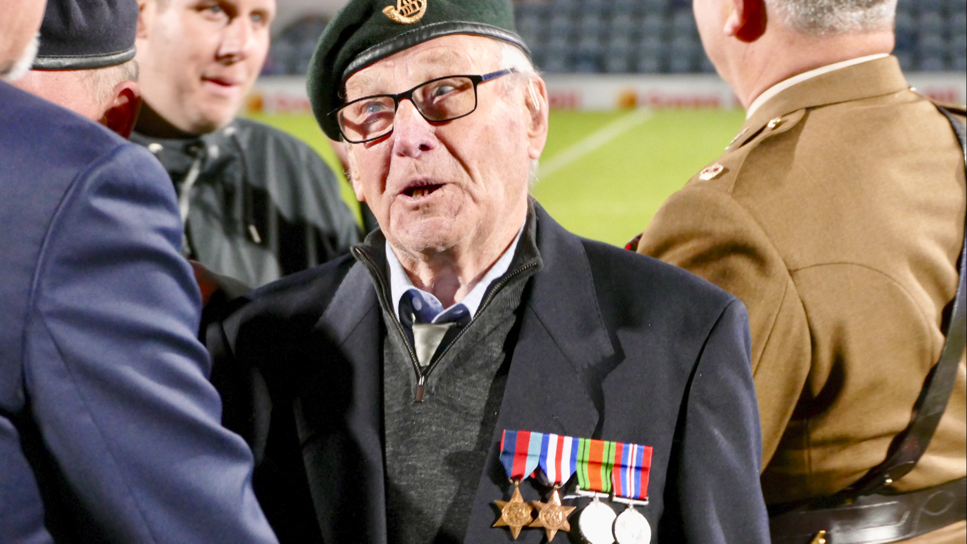 WW2 veteran Jim Marland at Rochdale AFC receiving replacement medals