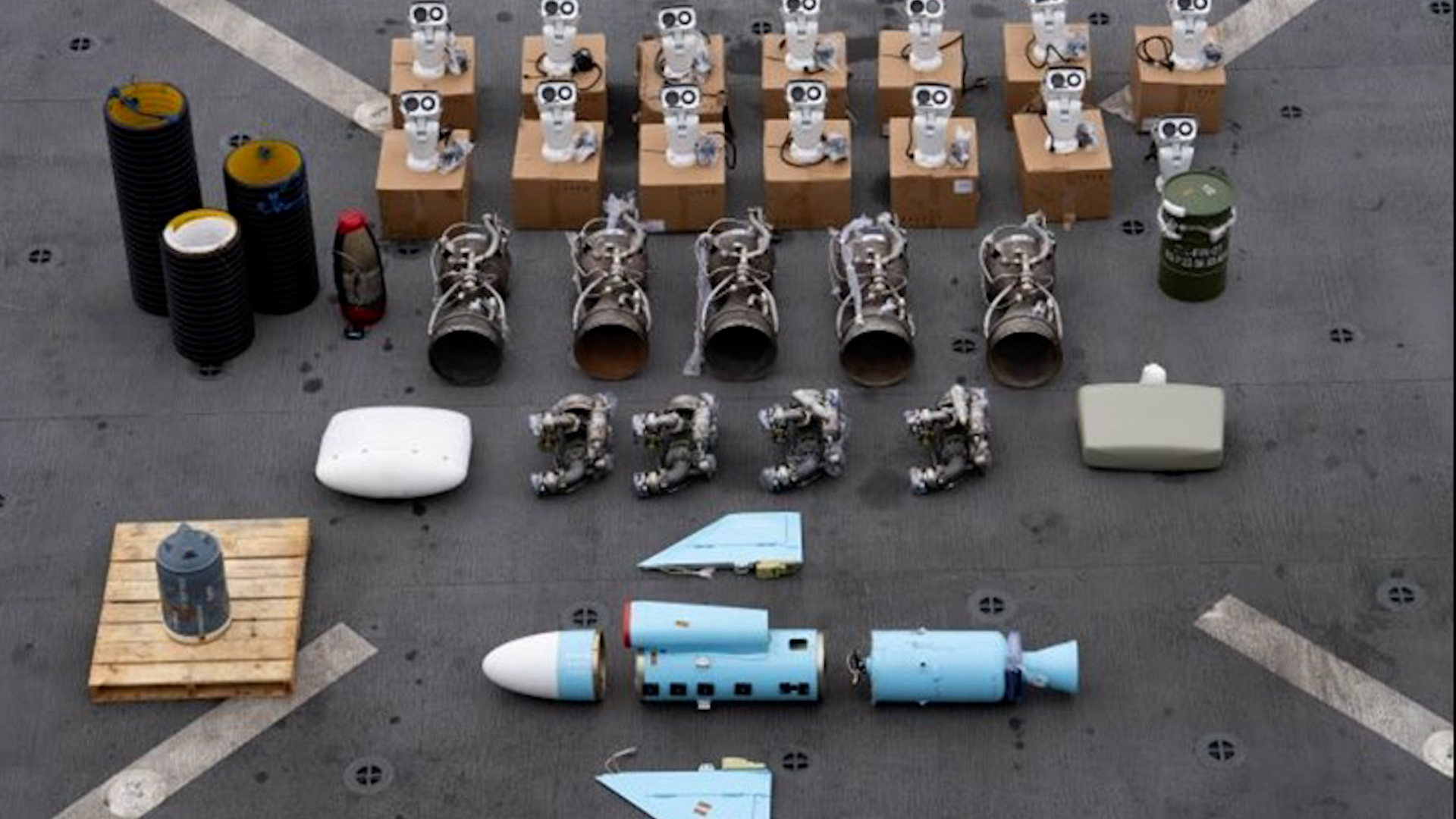 Weapon components heading to the Houthis in Yemen seized by US Navy SEALs during a raid on a dhow