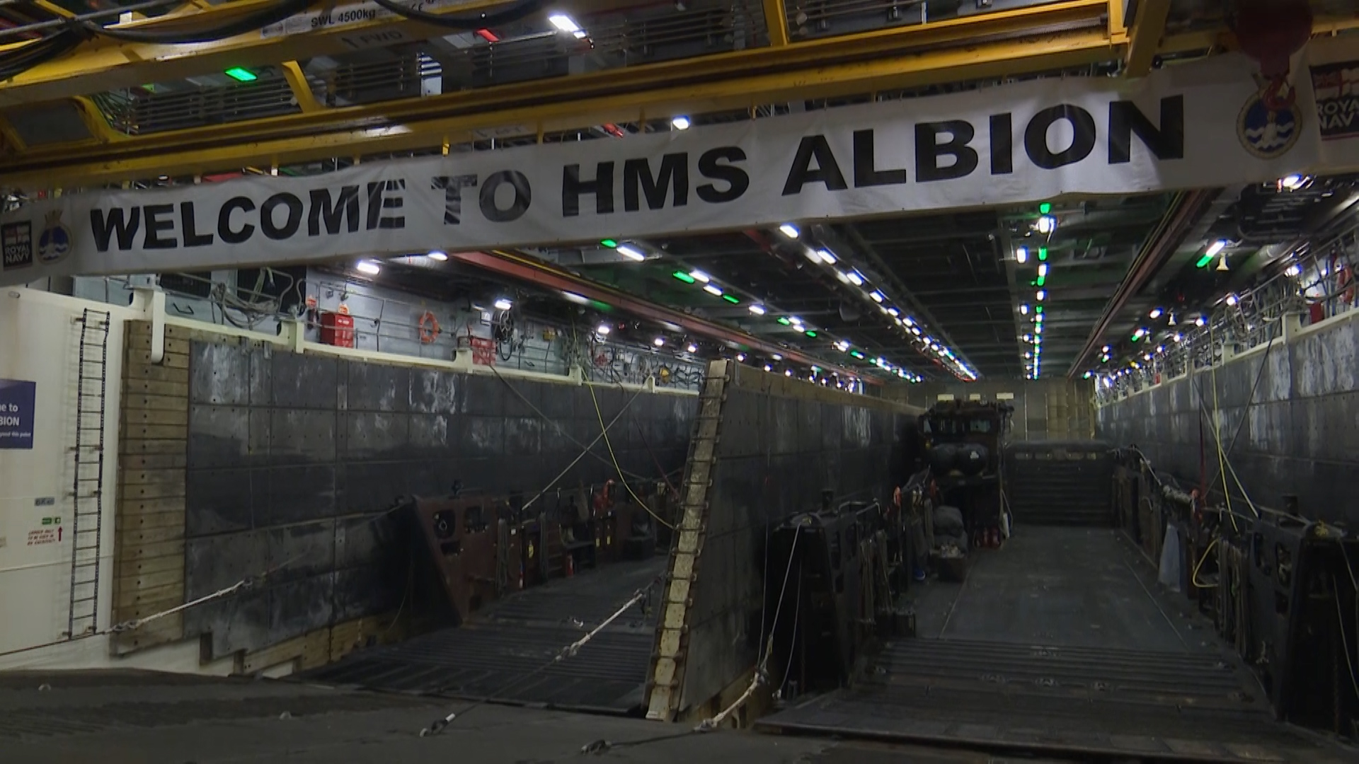 Welcome to HMS Albion sign 021118 Credit BFBS