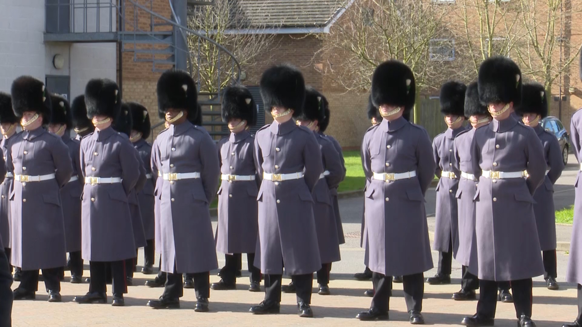 Welsh Guards lined up at Combermere Barracks.