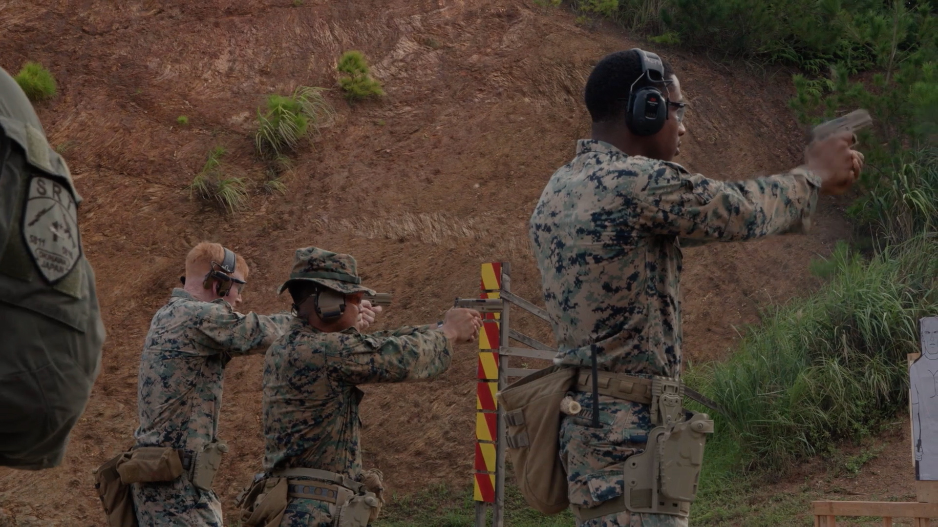 The shoot was carried out at a dedicated pistol range protected by a high berm (Picture: US Department of Defence)