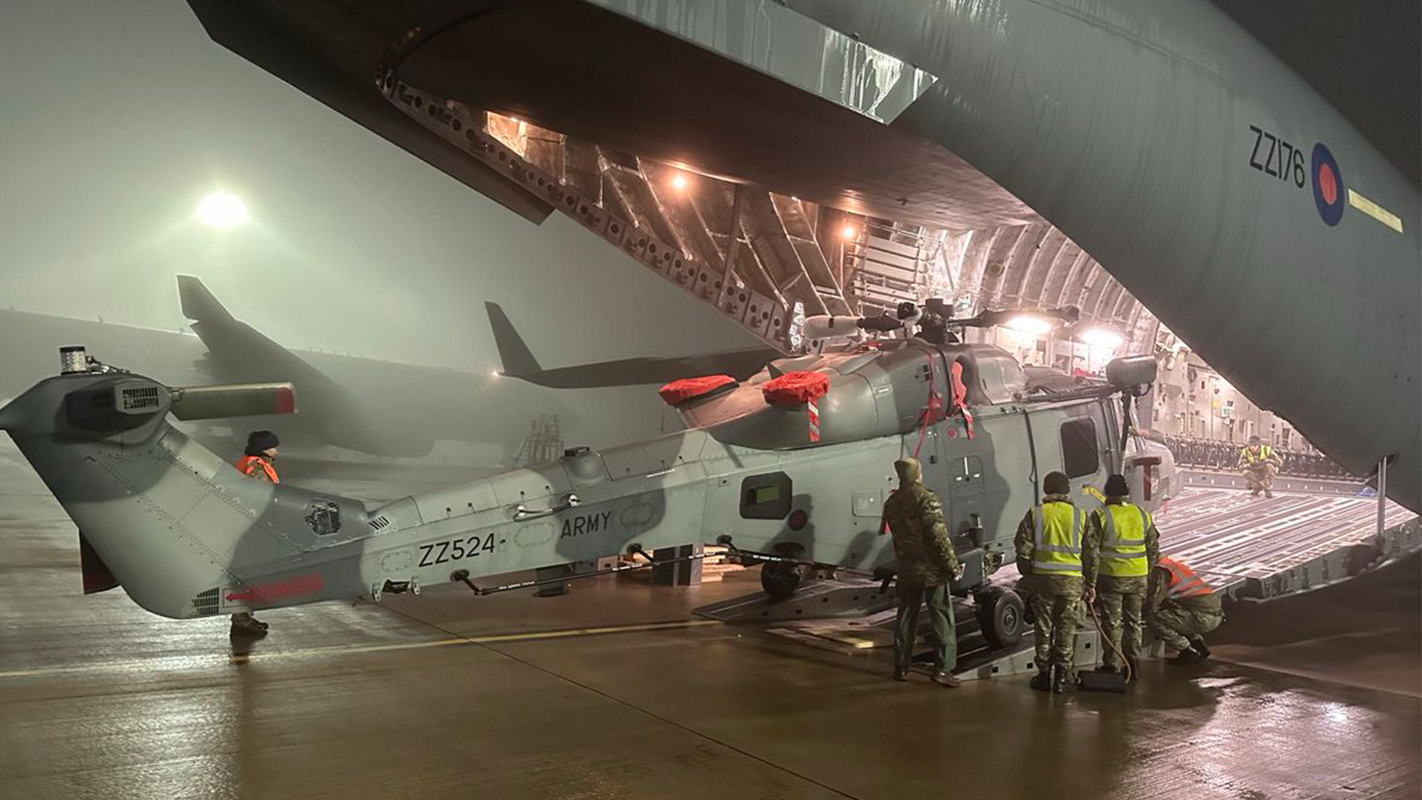 Wilcat helicopter boards C-17 to go to Norway