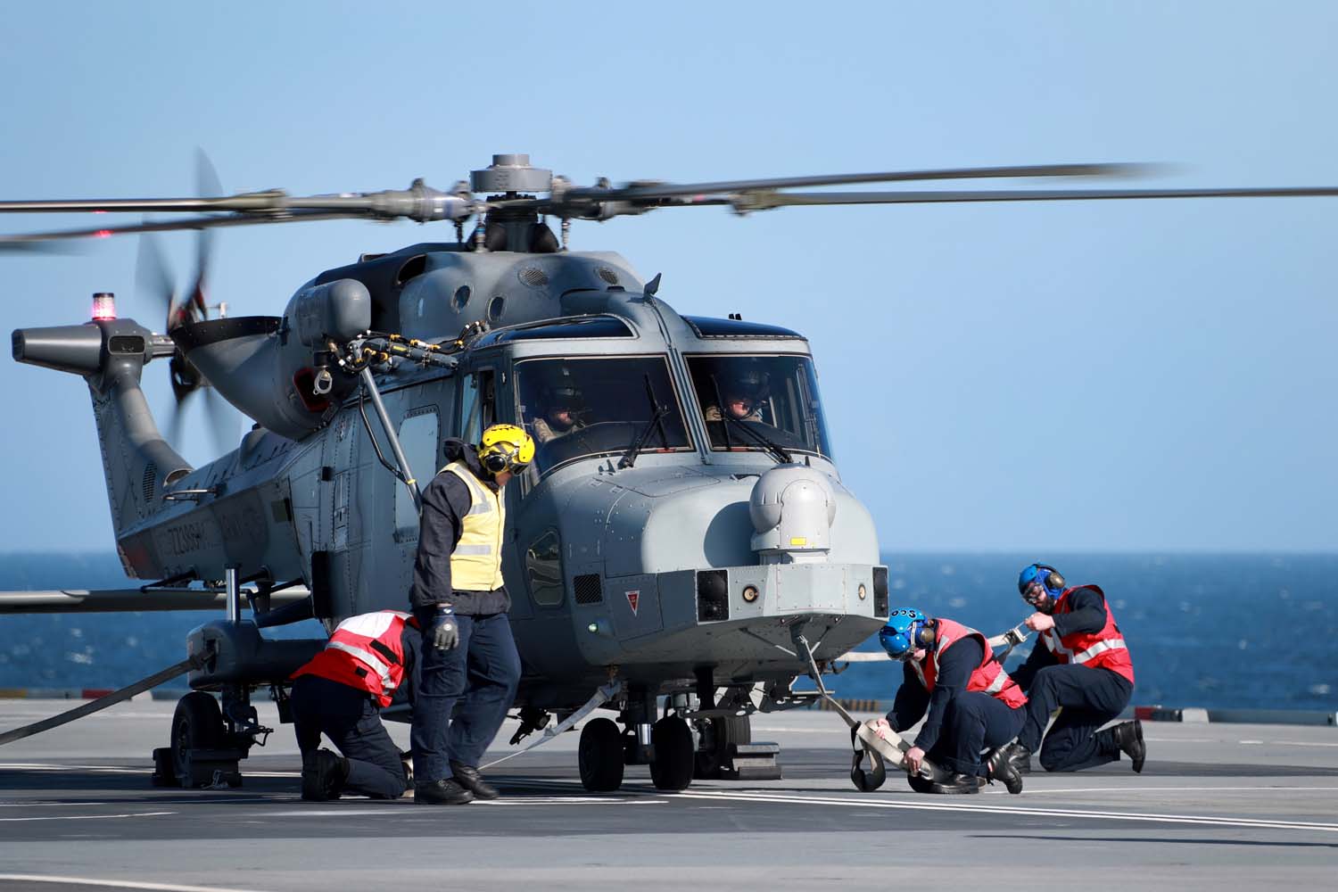 Wildcat Helicopter on board HMS Elizabeth CREDIT Royal Navy