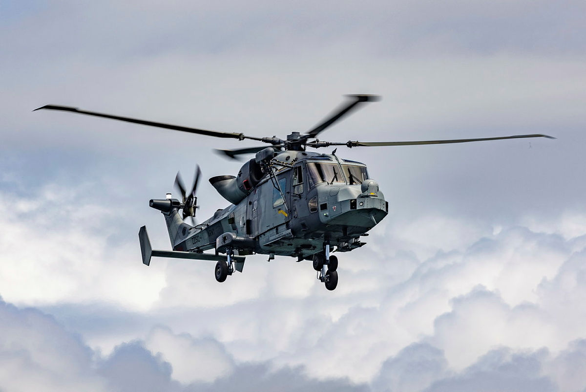 Wildcat helicopter from 847 Naval Air Squadron on exercise