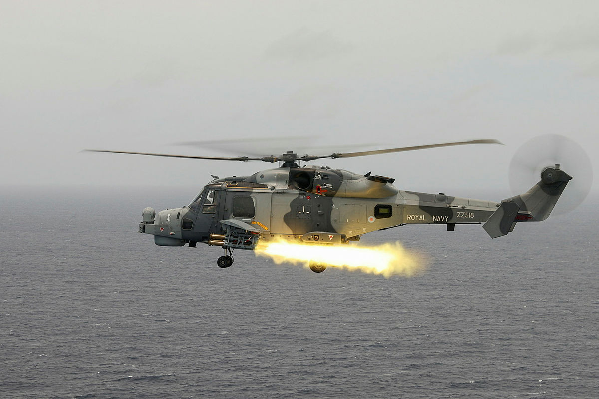 Martlet missiles in use with a Royal Navy Wildcat HMA helicopter