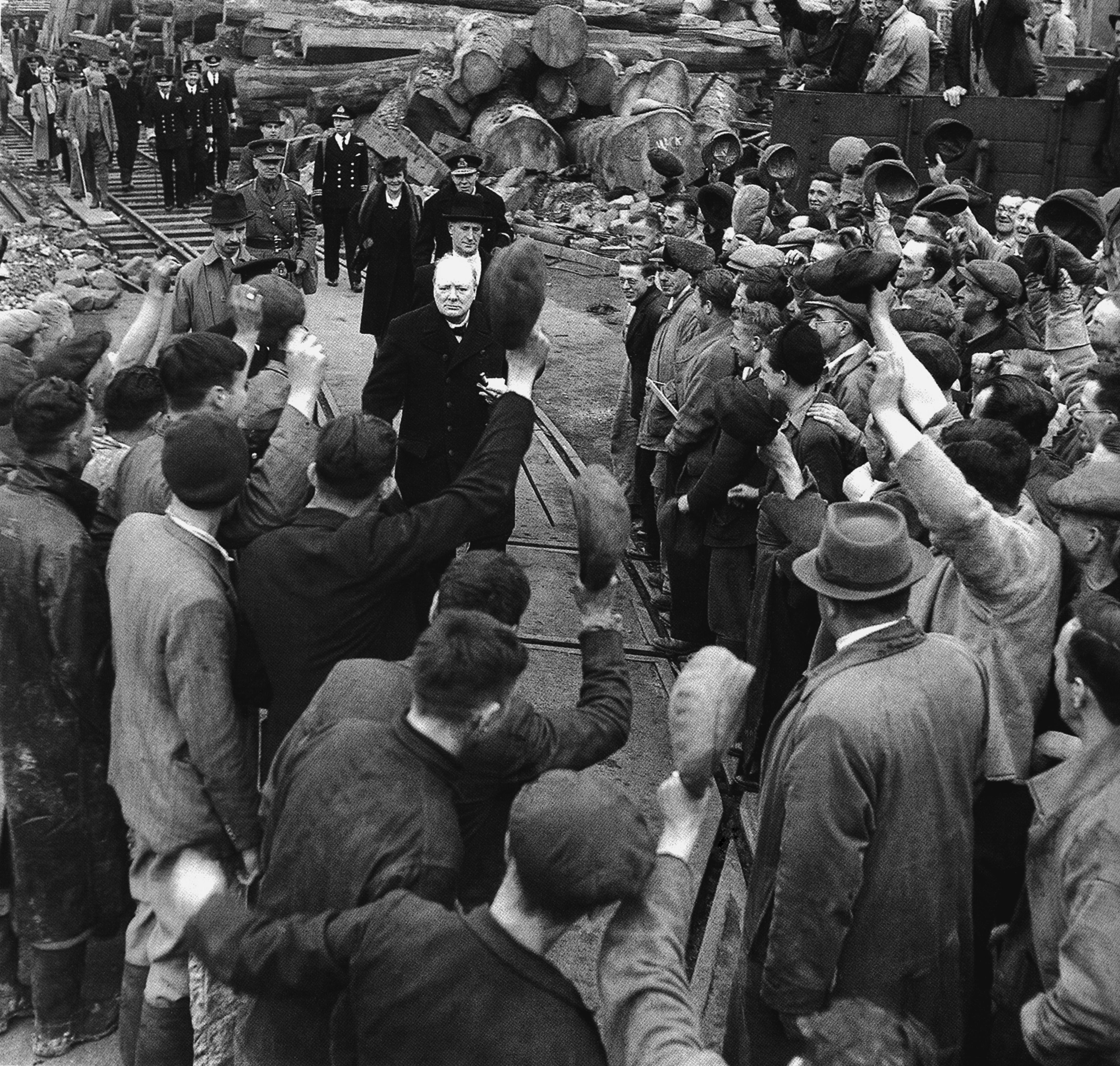 Winston Churchill visiting Plymouth during the Blitz in WW2