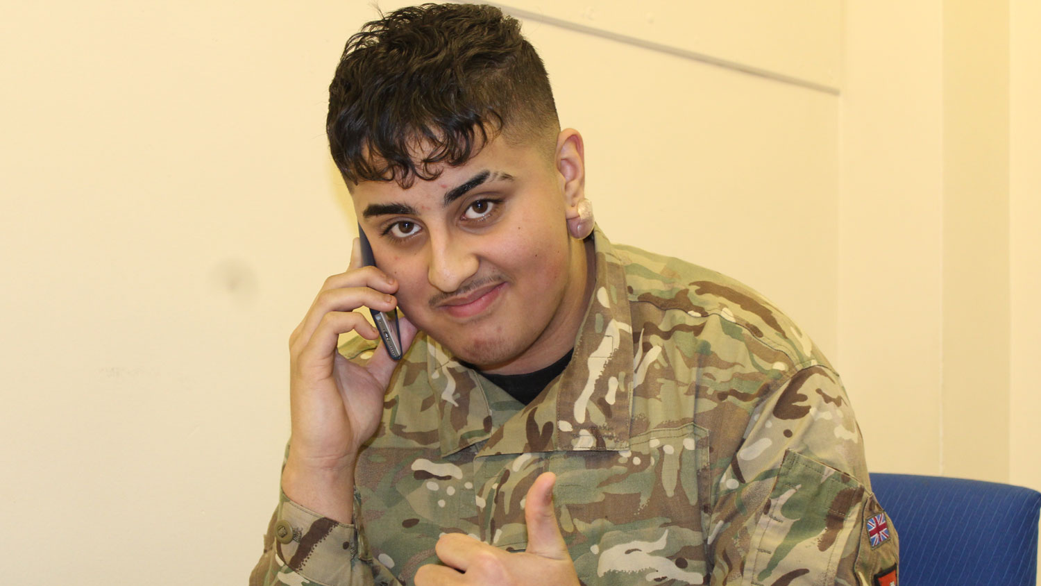 Cpl Ibrahim Flaherty Thumbs Up British Army Cadet Flag C Company Yorkshire North & West ACF