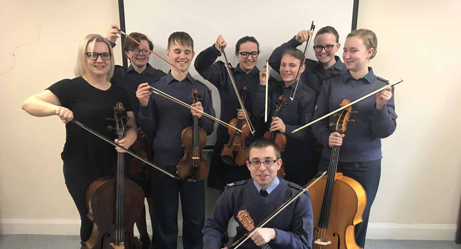 Cadets of Central & East Yorkshire Wing ATC string quartet double bass, violins, cello