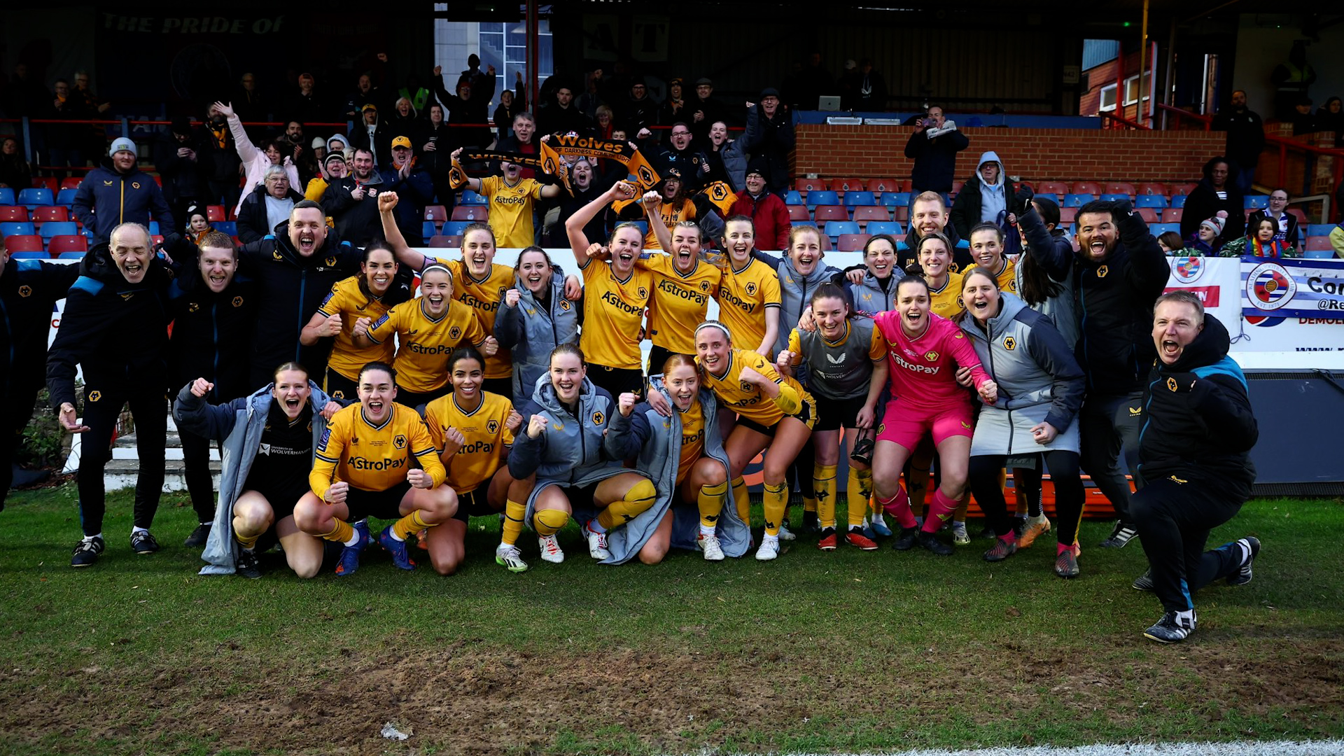 	Wolves Women under Cpl Dan McNamara celebrate beating Reading in FA Cup Credit Dan McNamara Wolves Women Date 14012023.jpg
