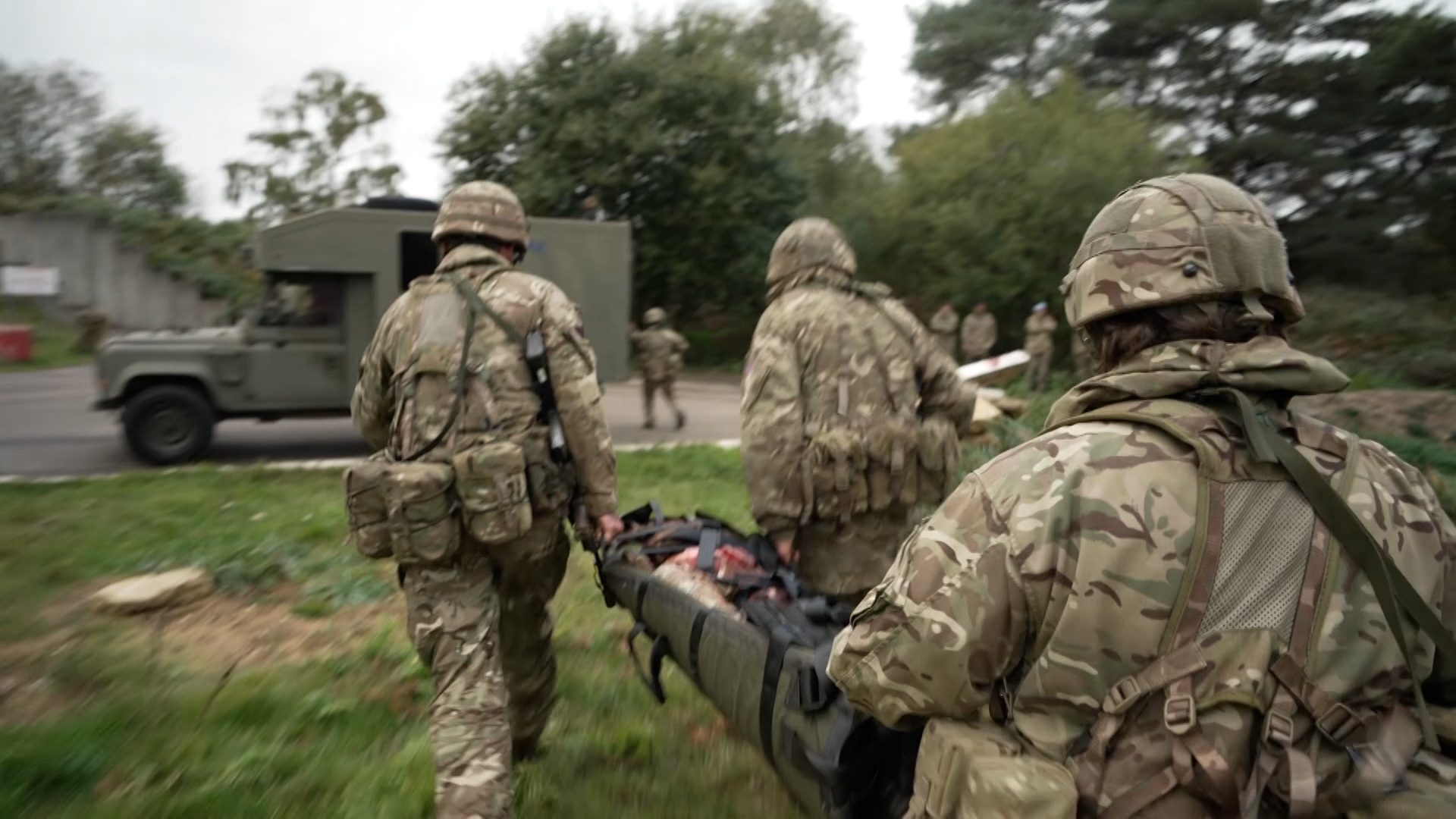 Reservists from 212 Field Hospital being put through their paces on Exercise Steel Warrior CREDIT BFBS