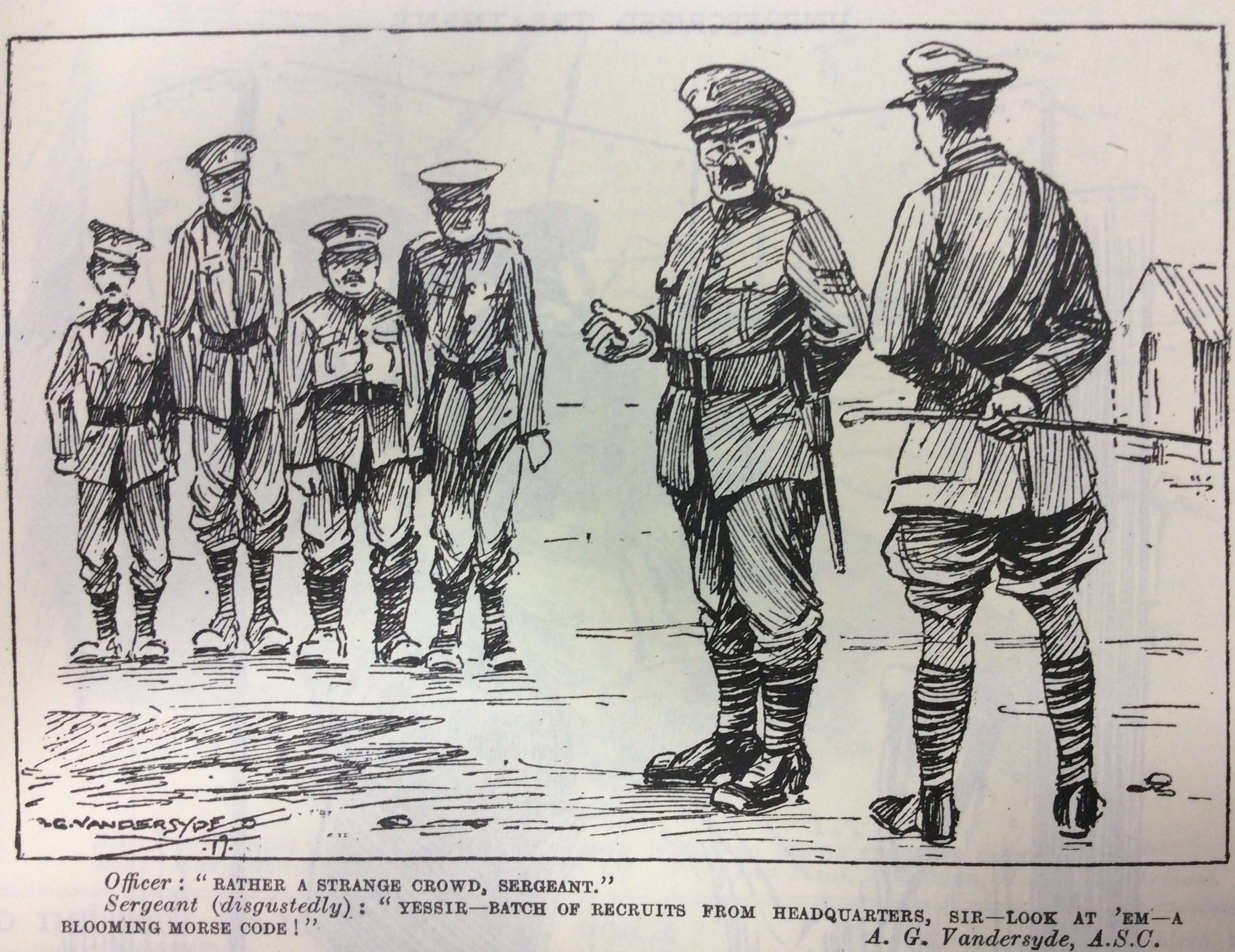 World War 1 cartoon standing to attention