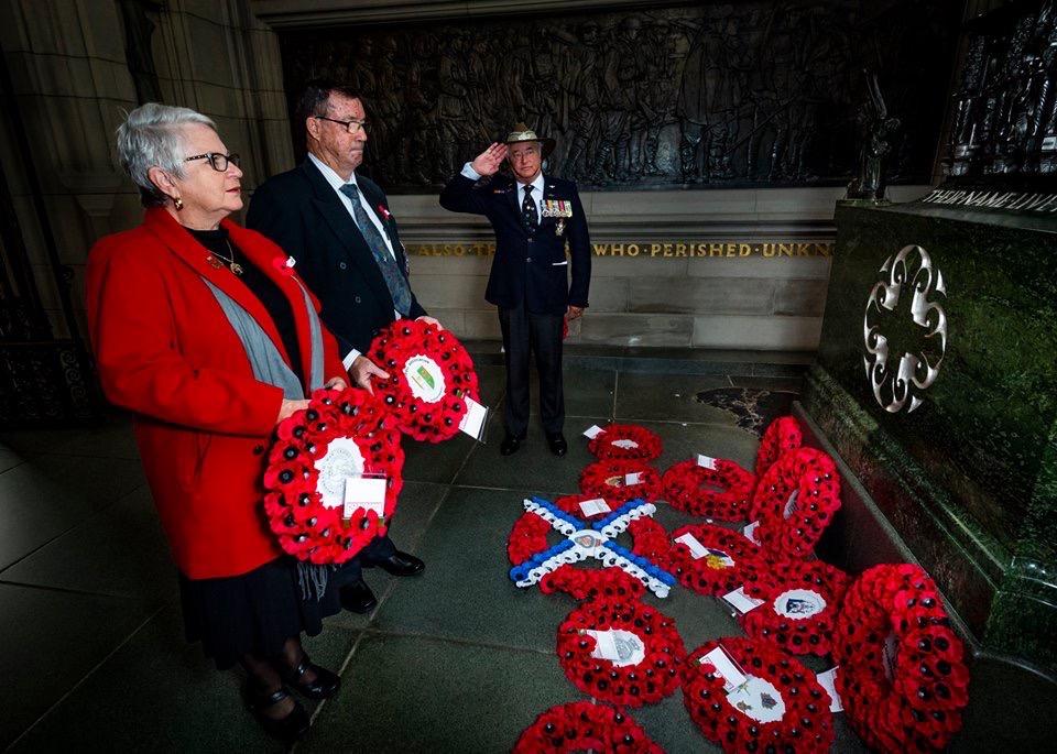 Wreath laying at an Anzac Day service in Scotland