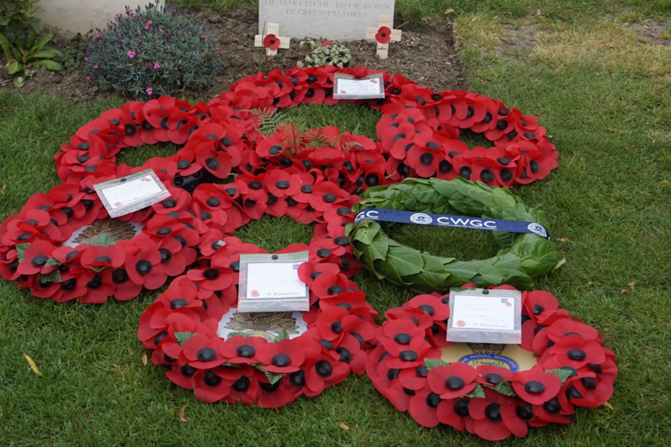Wreaths at Frederick Foskett headstone