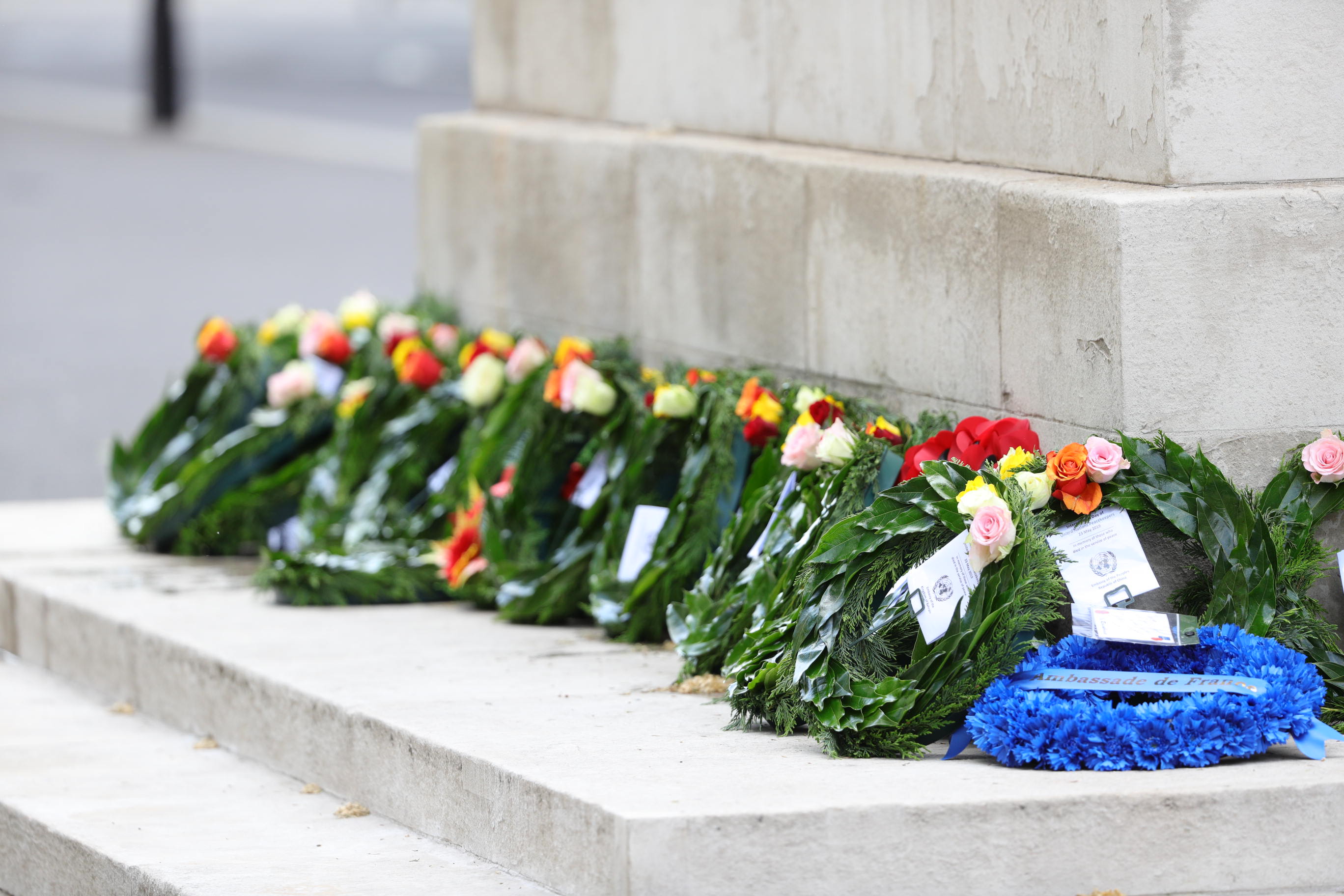Wreaths laid to commemorate UN Peacekeepers at a ceremony at the Cenotaph 230519