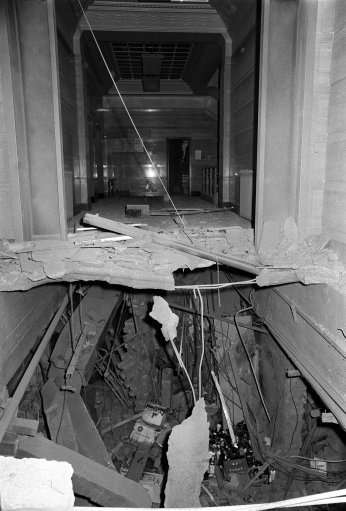 Wreckage after a bomb exploded at the Tavern in the Town pub in Birmingham (Picture: PA).