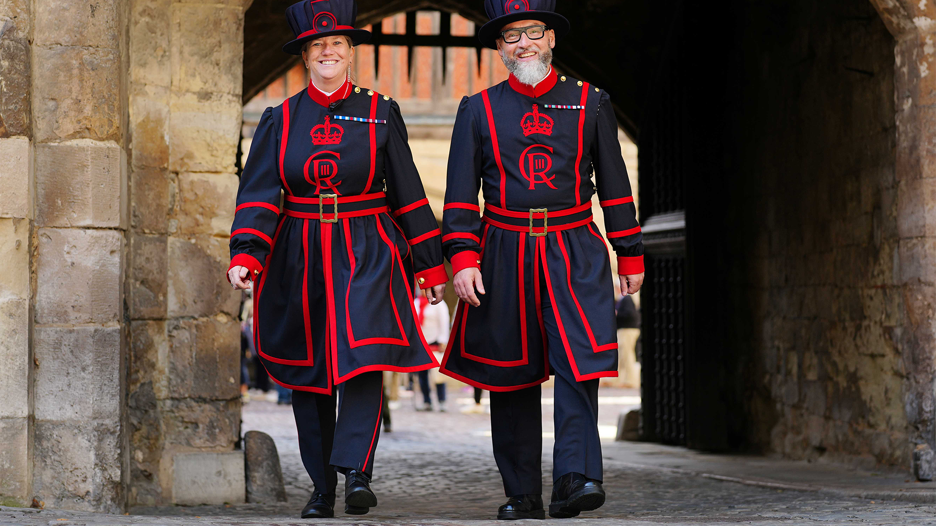 Lisa Garland and Ryan ‘Barney’ Barnett have become the newest Yeoman Warders at the Tower of London (Picture: Historic Royal Palaces)
