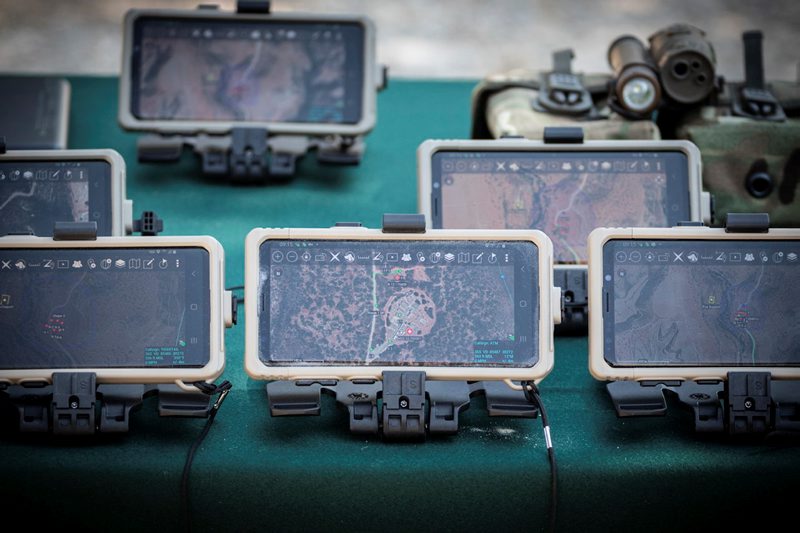 Yorkshire Regiment testing new electronic portable system using Samsung phones in Episkopi Cyprus
