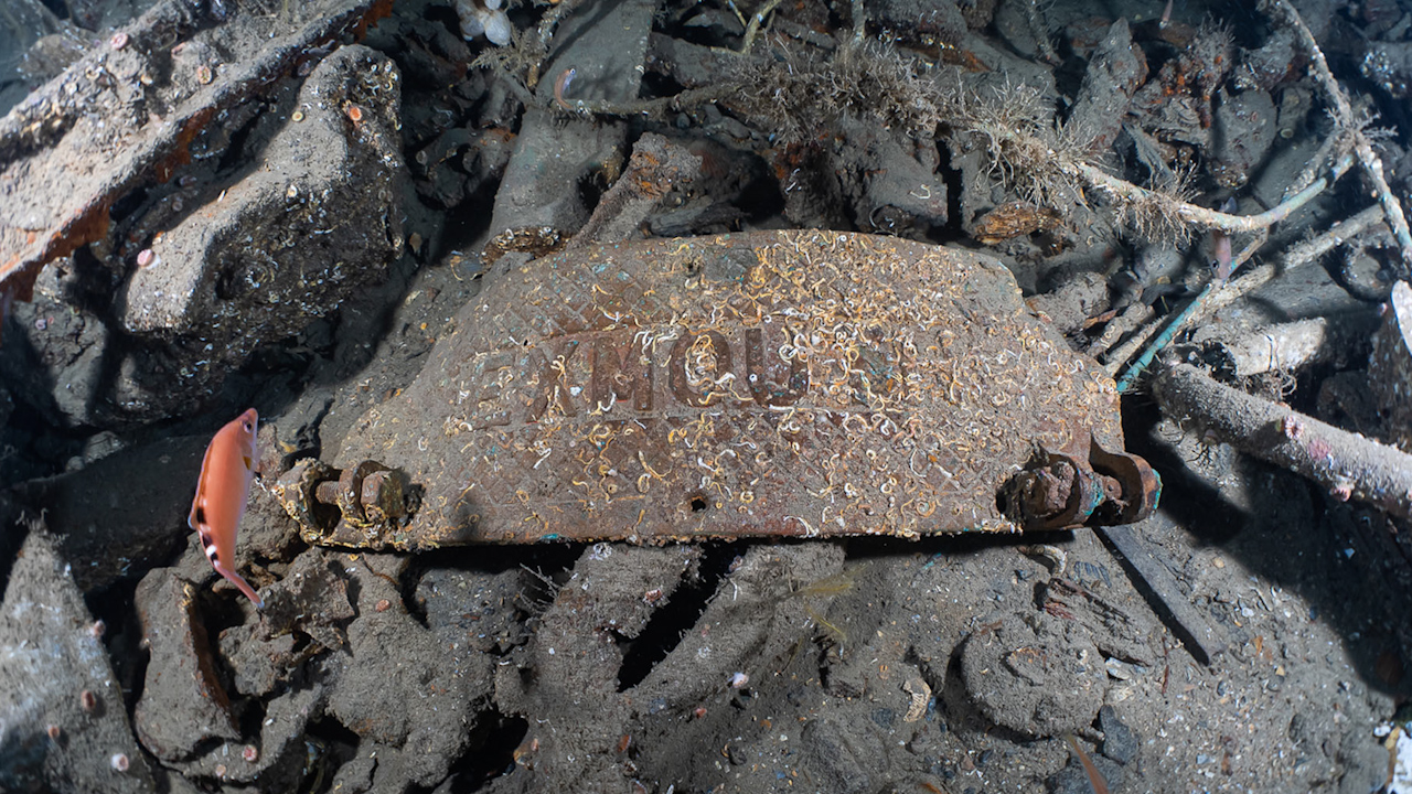 A foot plate found in the wreckage of HMS Exmouth that was sunk off the coast of Scotland during the Second World War (Picture: Royal Navy)