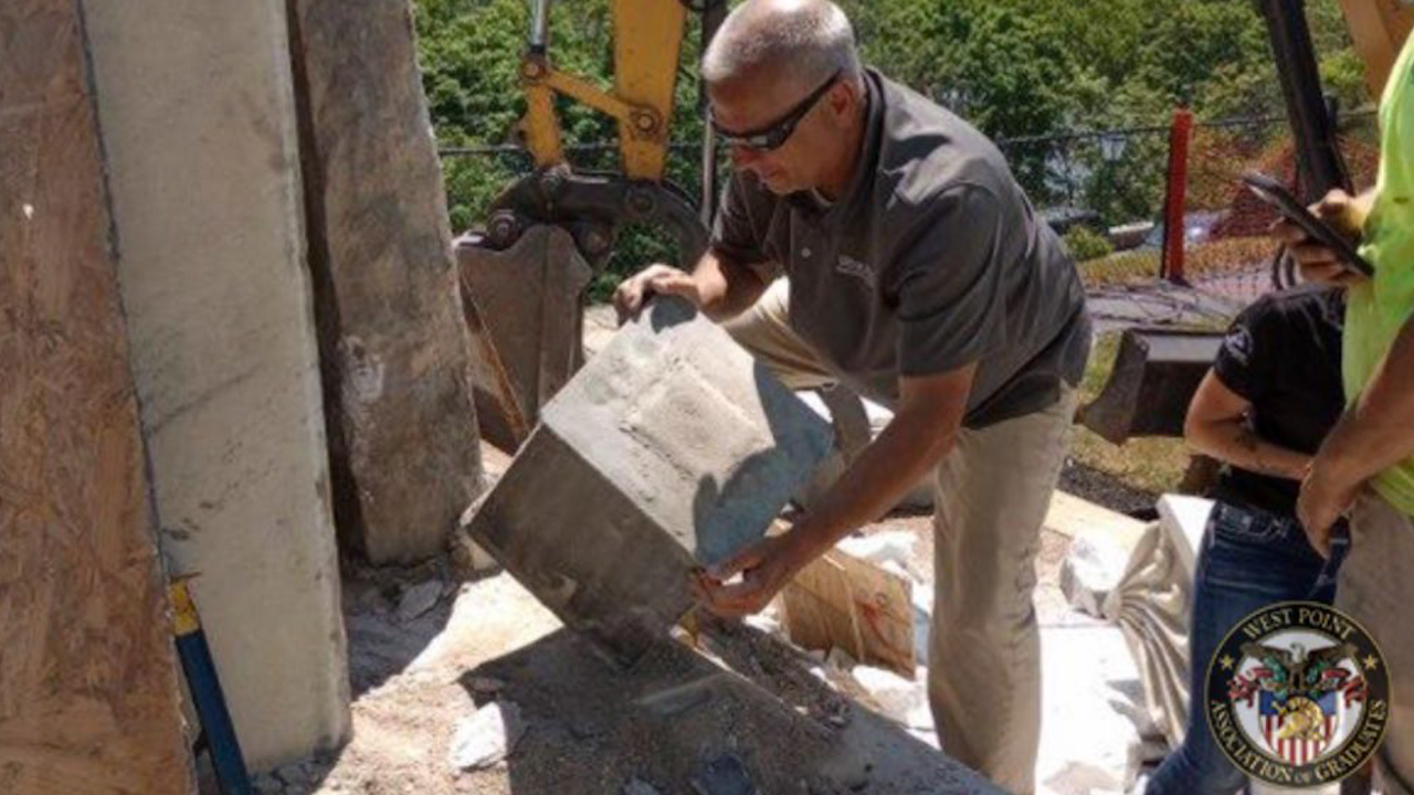 The time capsule was discovered at the base of the Thaddeus Kosciuszko monument on the grounds of West Point (Picture: Military Academy at West Point).