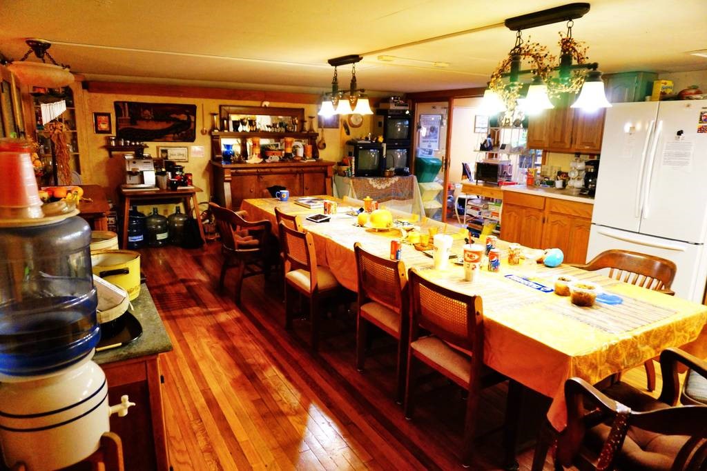 Dining room of former missile silo for rent