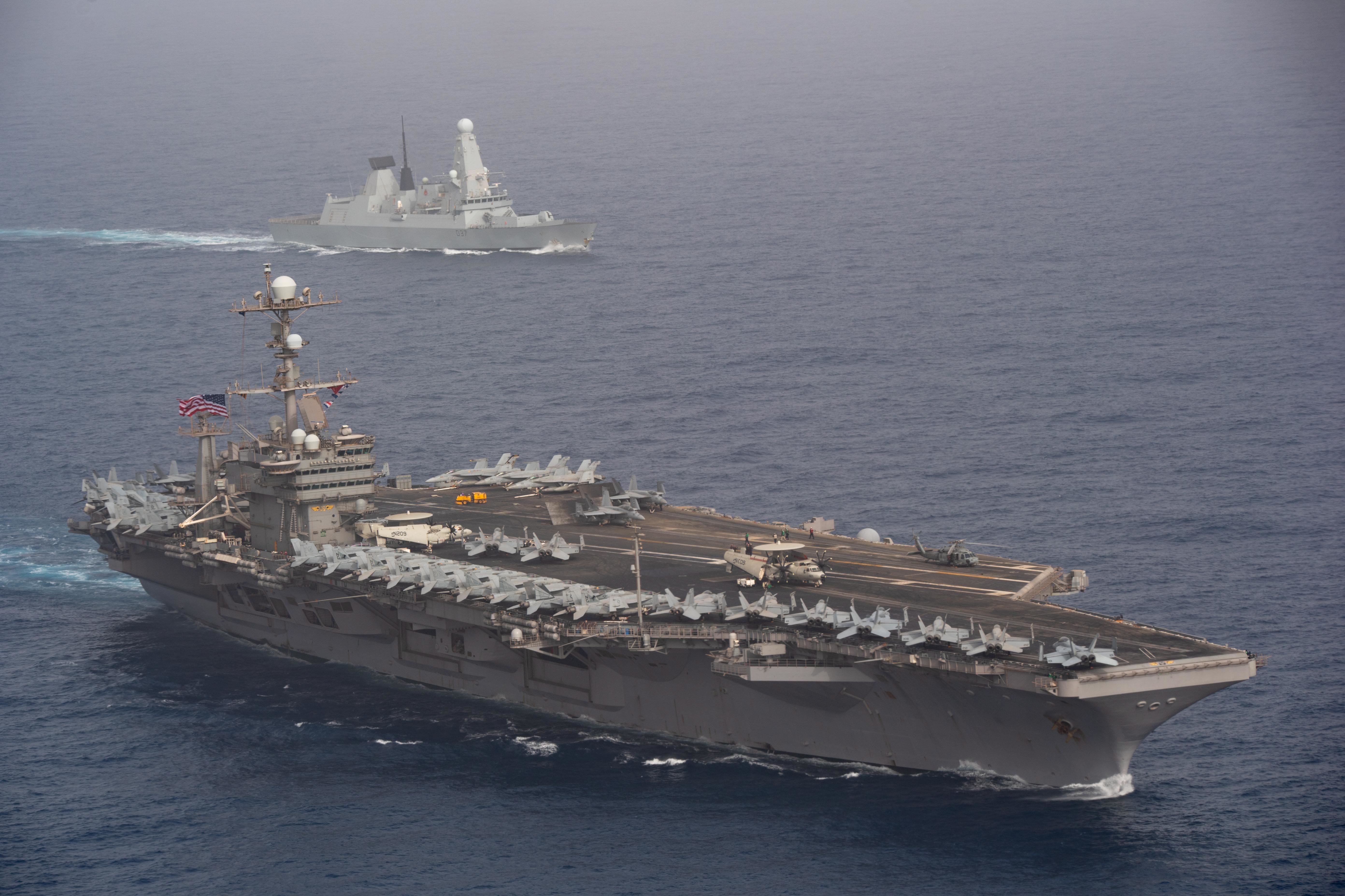 aircraft carrier USS John C. Stennis, HMS Duncan 