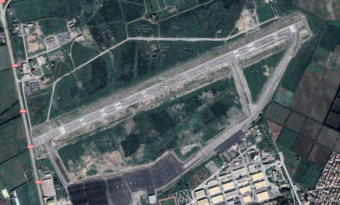 Reports say the crash happened at the military airport in Boufarik (Image: Google Maps).