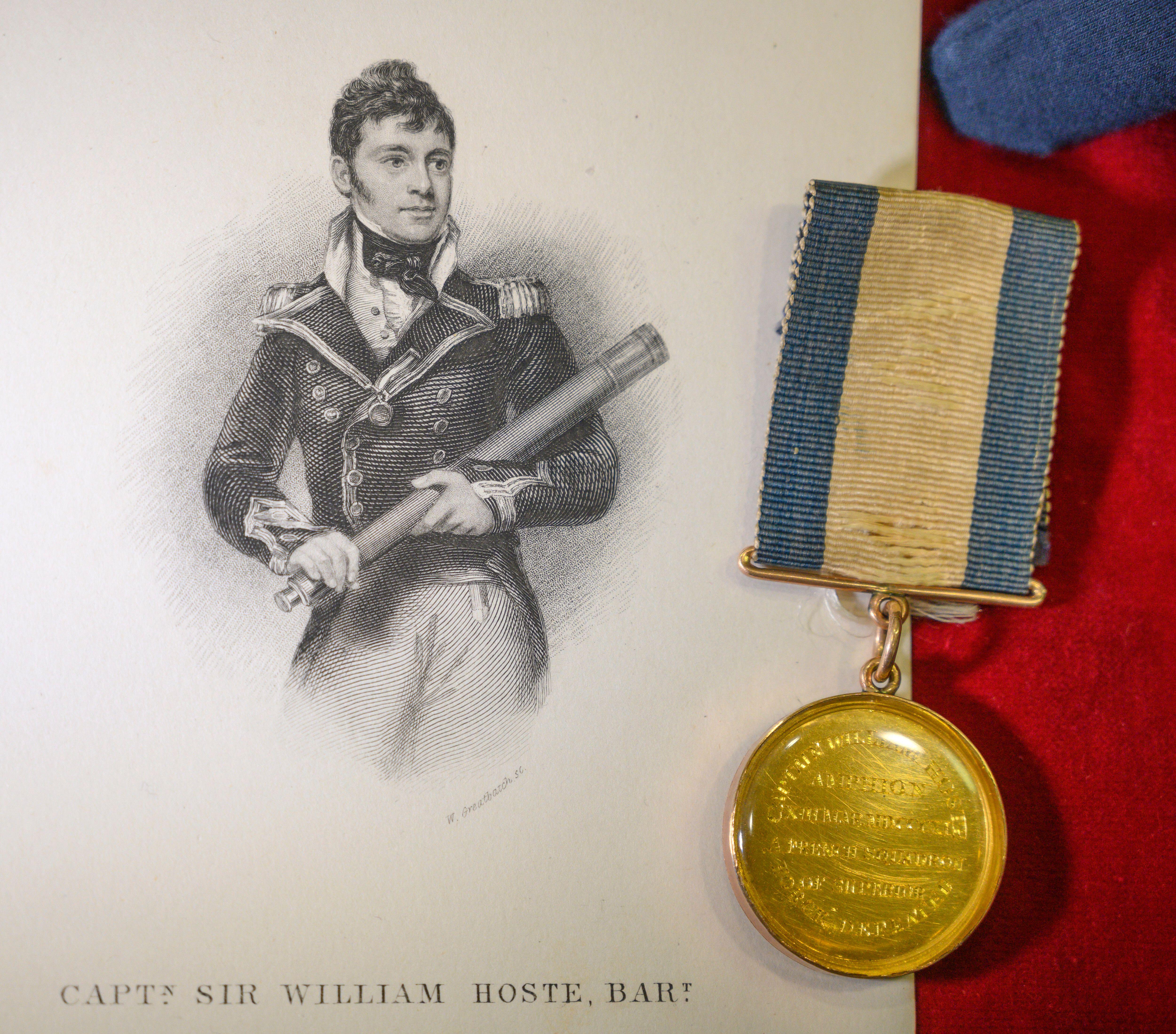Captain’s Naval Gold Medal awarded to Captain Sir William Hoste for The Battle of Lissa. Picture: Malcolm Park/Alamy Live News