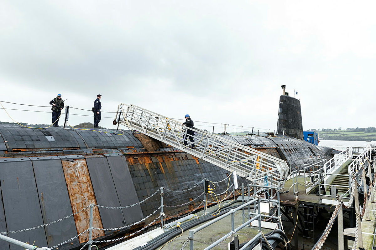 Anechoic tiles seen damaged and missing on HMS Vanguard during its second refit at Devonport in 2015 CREDIT Crown Copyright