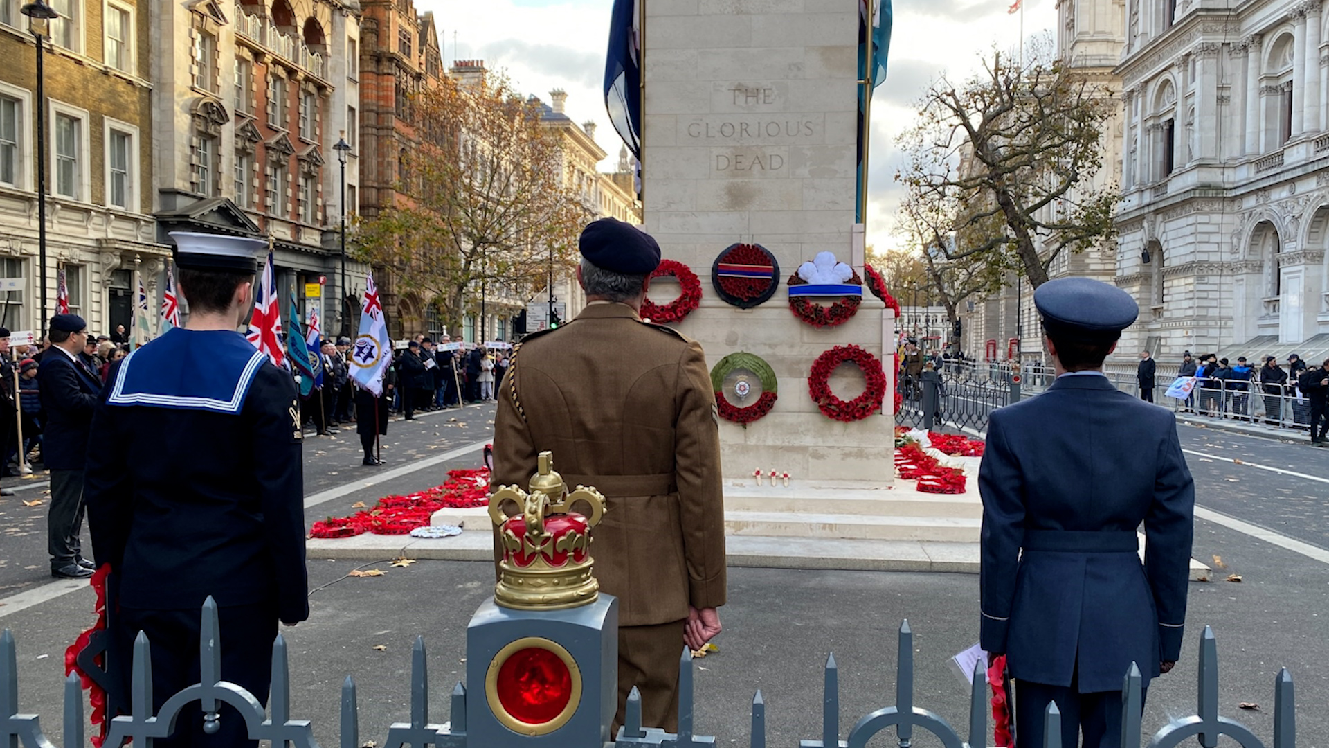 Anonymous personnel at the Ajex Parade at the Cenotaph 211121 CREDIT BFBS
