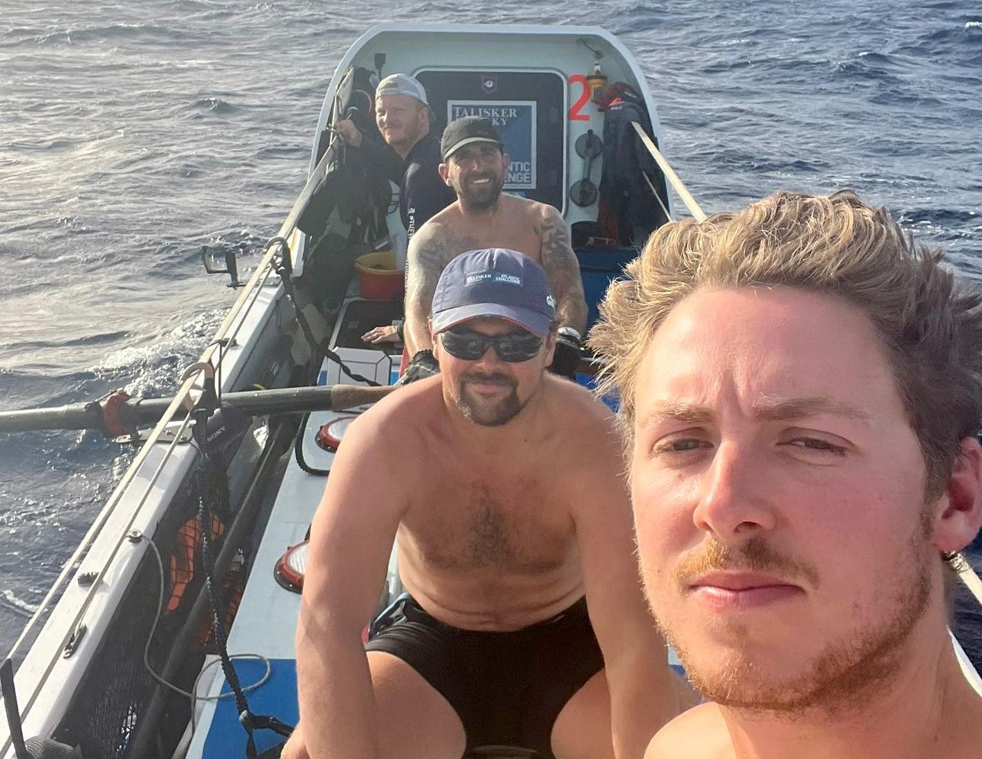 The British Atlantic Guardsmen rowing team were also capsized but were able to continue (Picture: Atlantic Guardsman Taliskher whiskey Atlantic challenge).