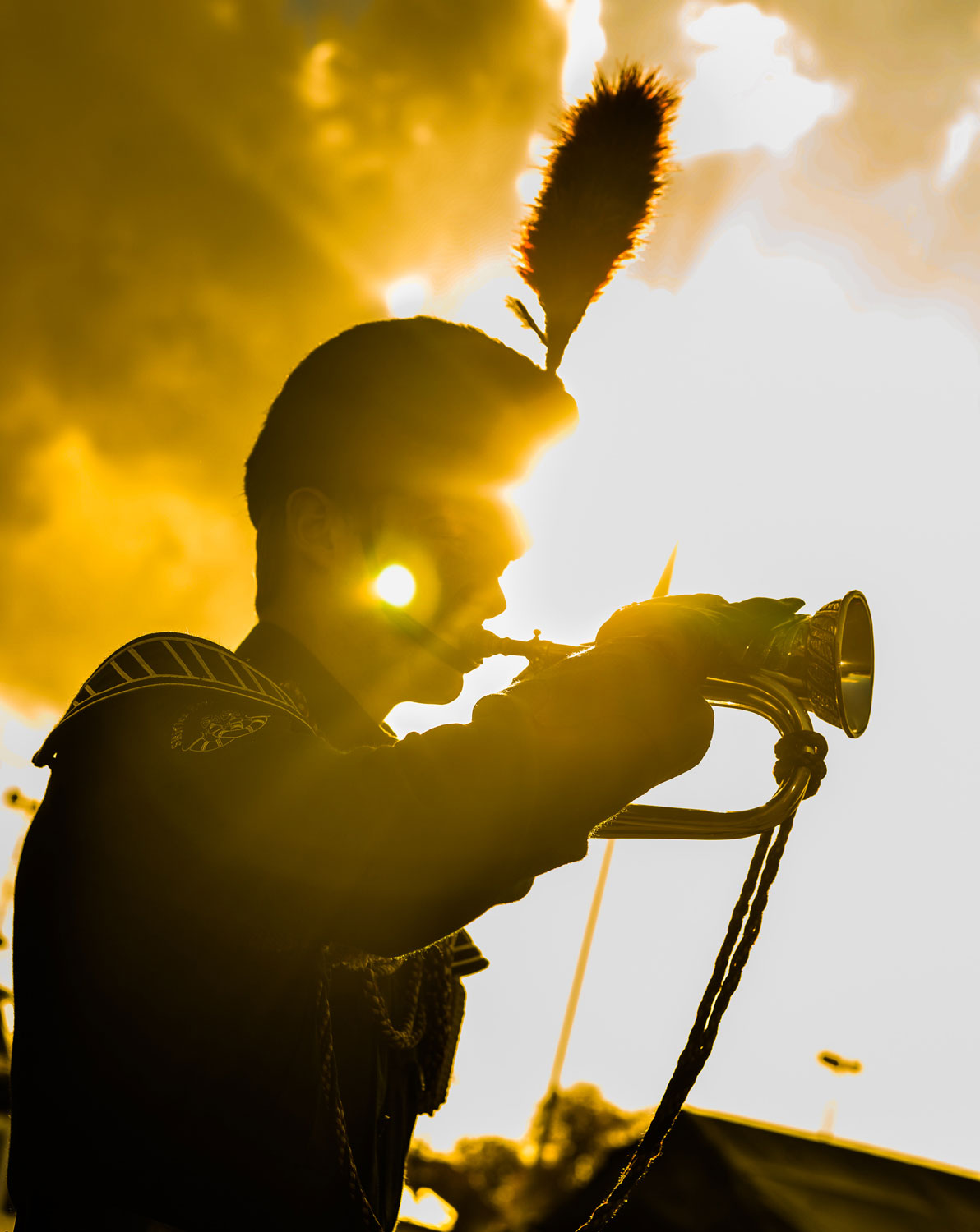 British Army bugler silhouetted during military graduation parade 45156213 Picture Crown Copyright