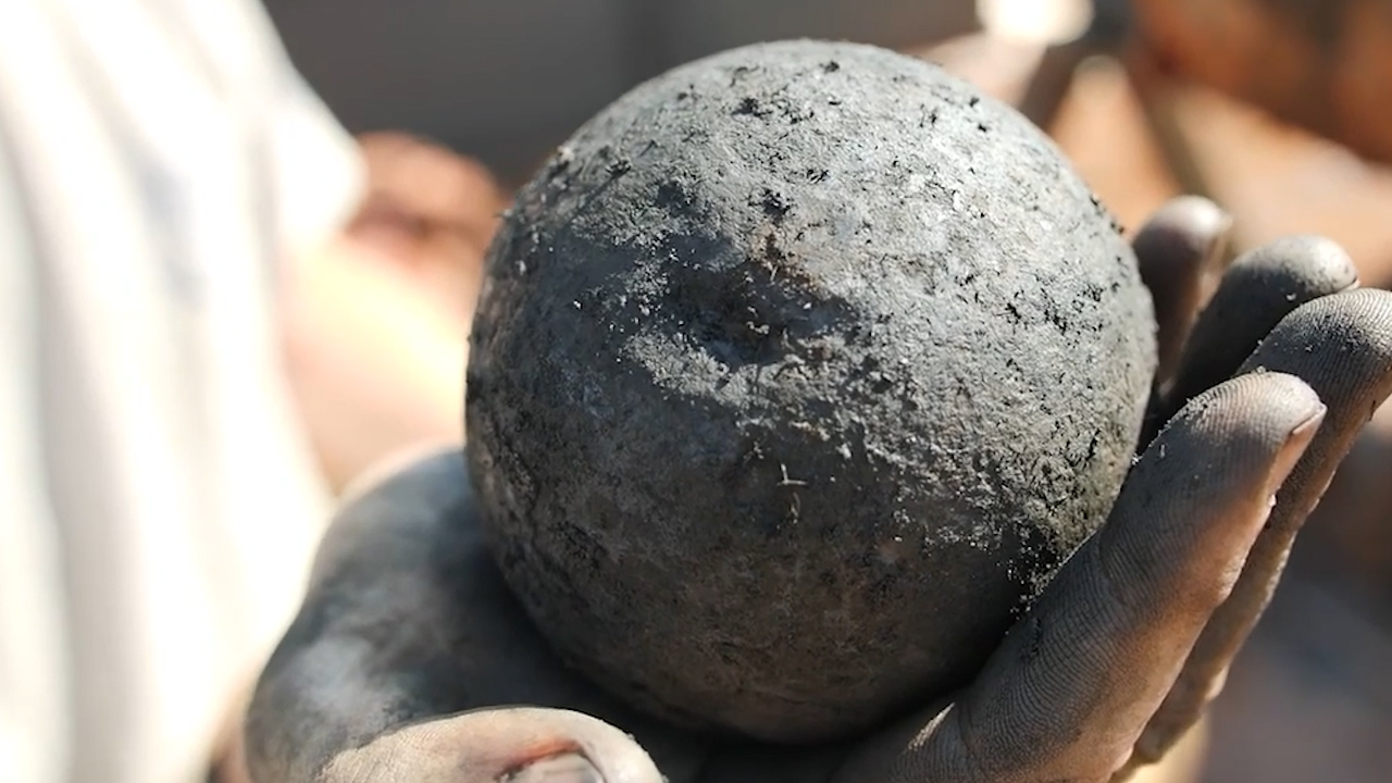 cannon ball from revolutionary ship wreck CREDIT BFBS