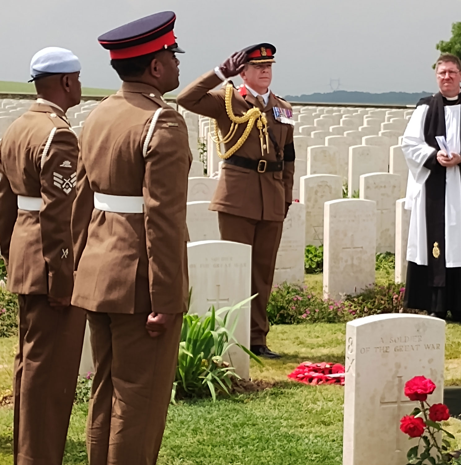 Colonel Richard Harmer ADS Regimental Colonel of The Royal Regiment of Artillery lays a wreath during the service CREDIT Crown Copyright
